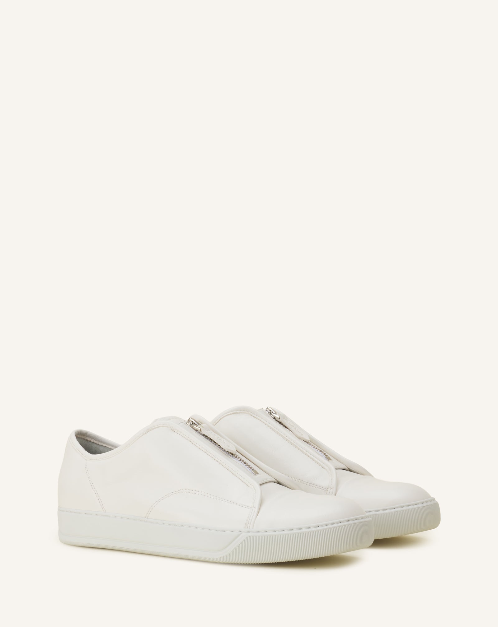 WHITE DBB1 ZIP SNEAKERS IN LEATHER