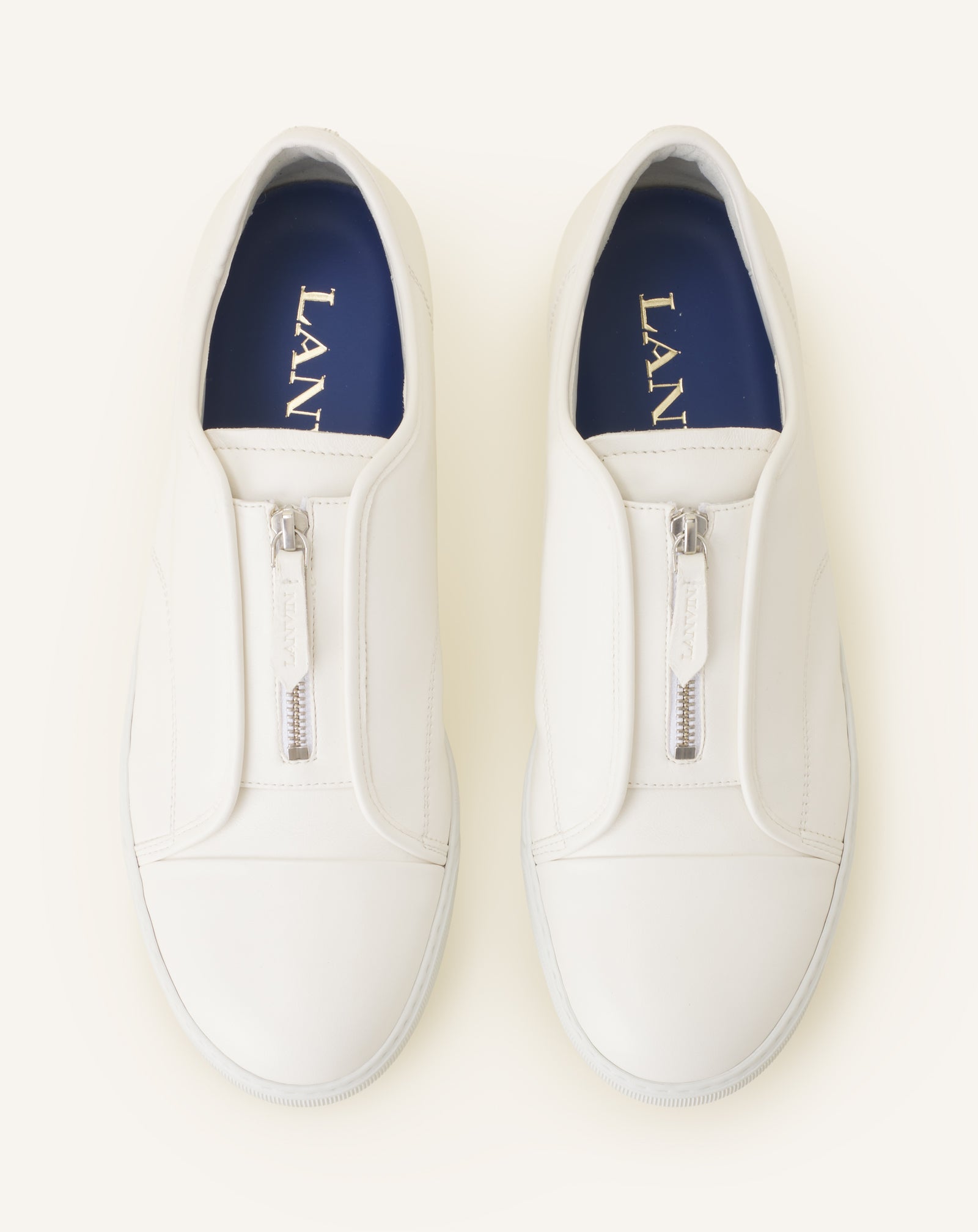 WHITE DBB1 ZIP SNEAKERS IN LEATHER