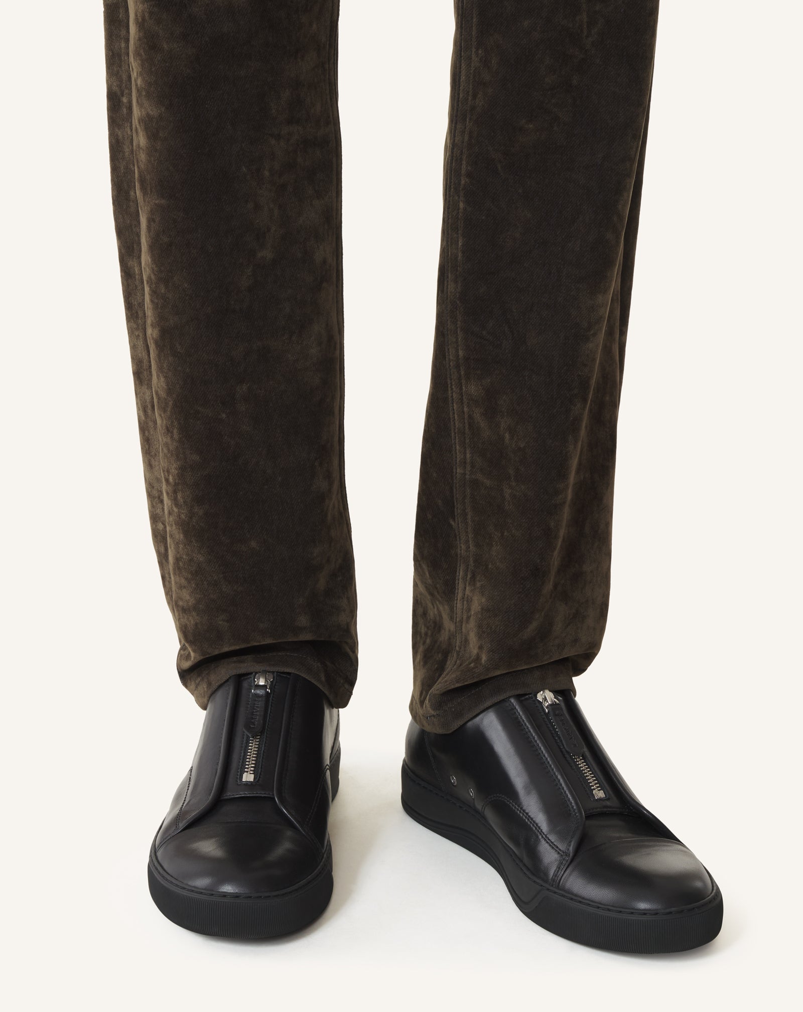 BLACK DBB1 ZIP SNEAKERS IN LEATHER