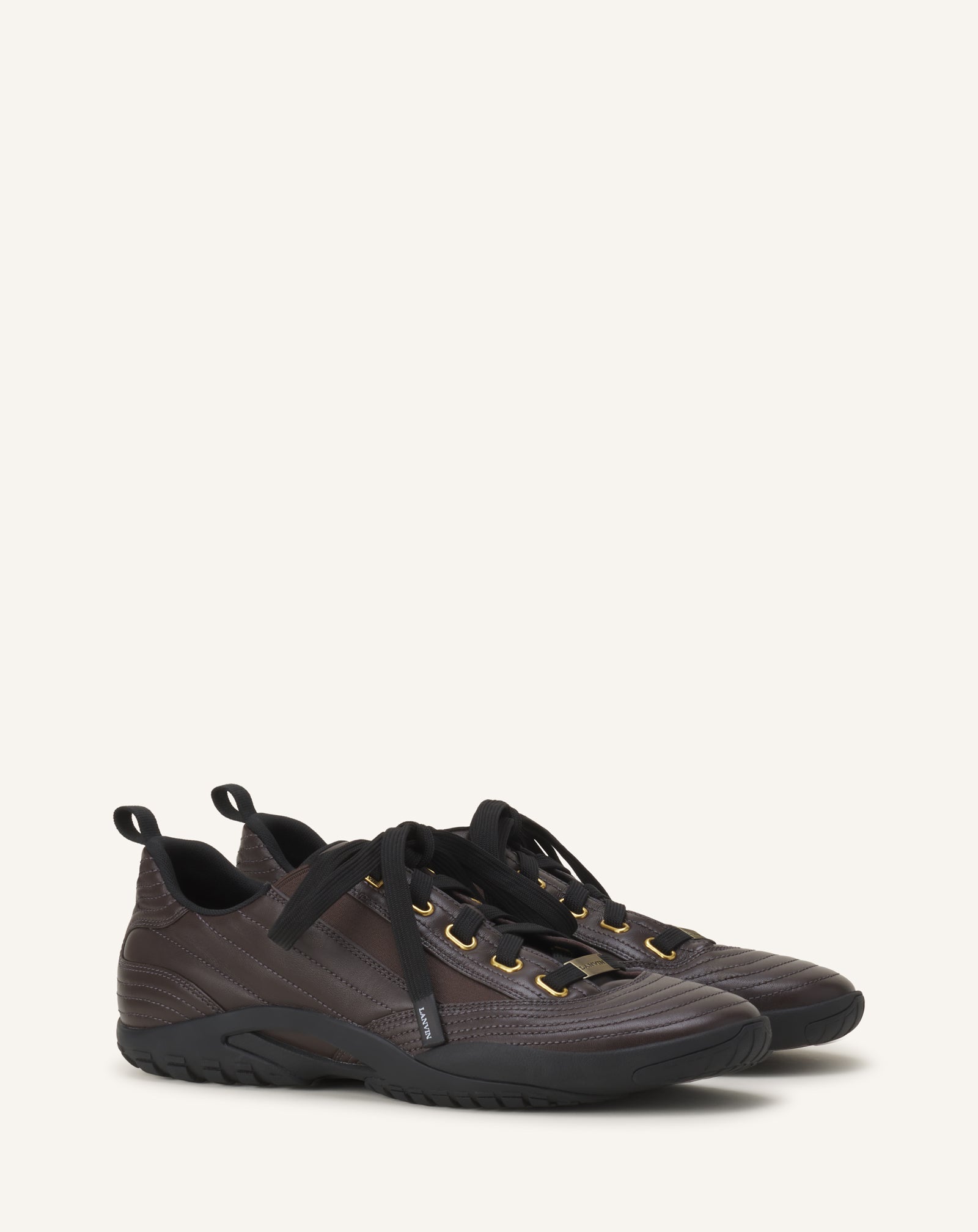BROWN LNV2 SNEAKERS IN LEATHER