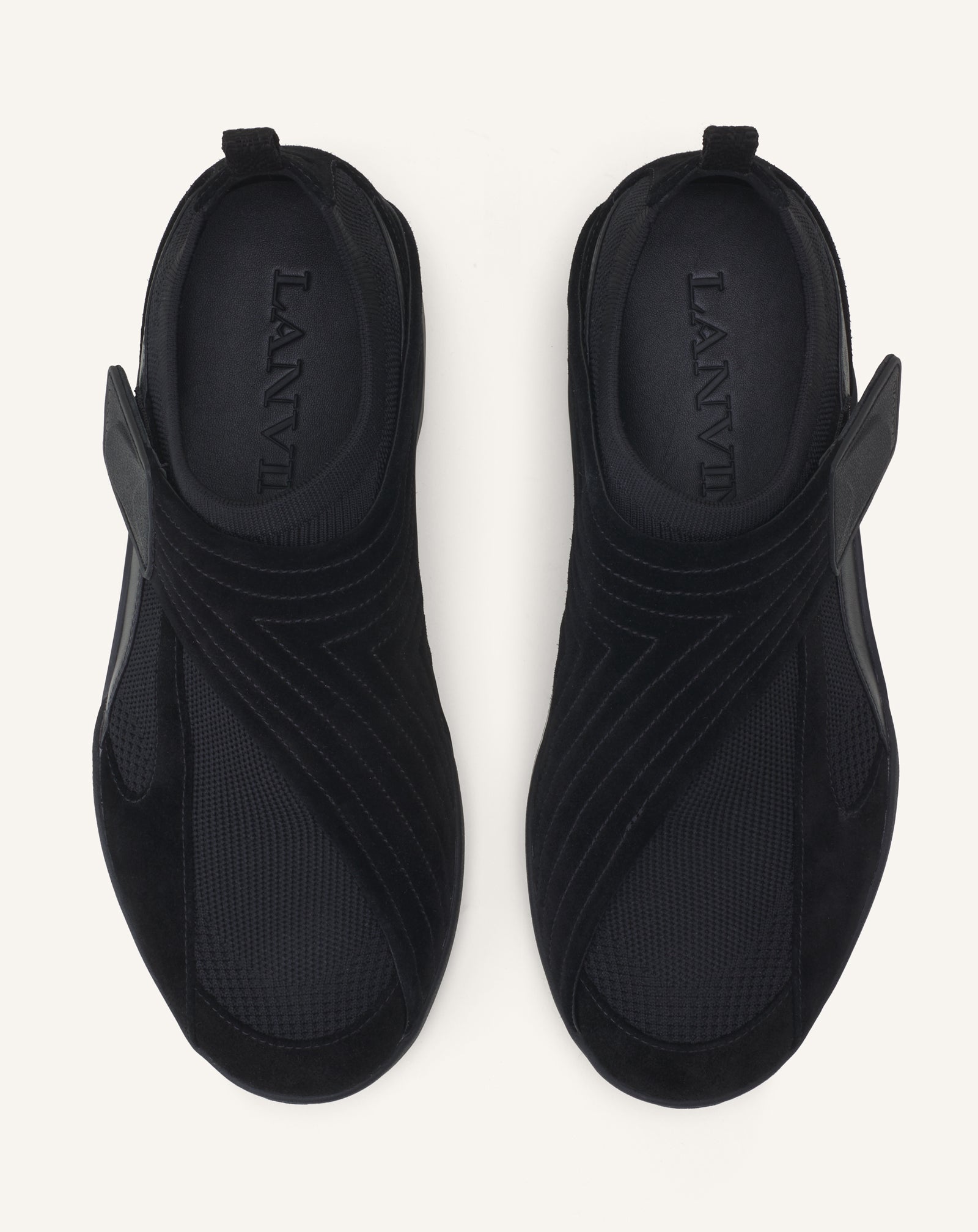 BLACK LNV1 KNIT AND SUEDE SNEAKERS