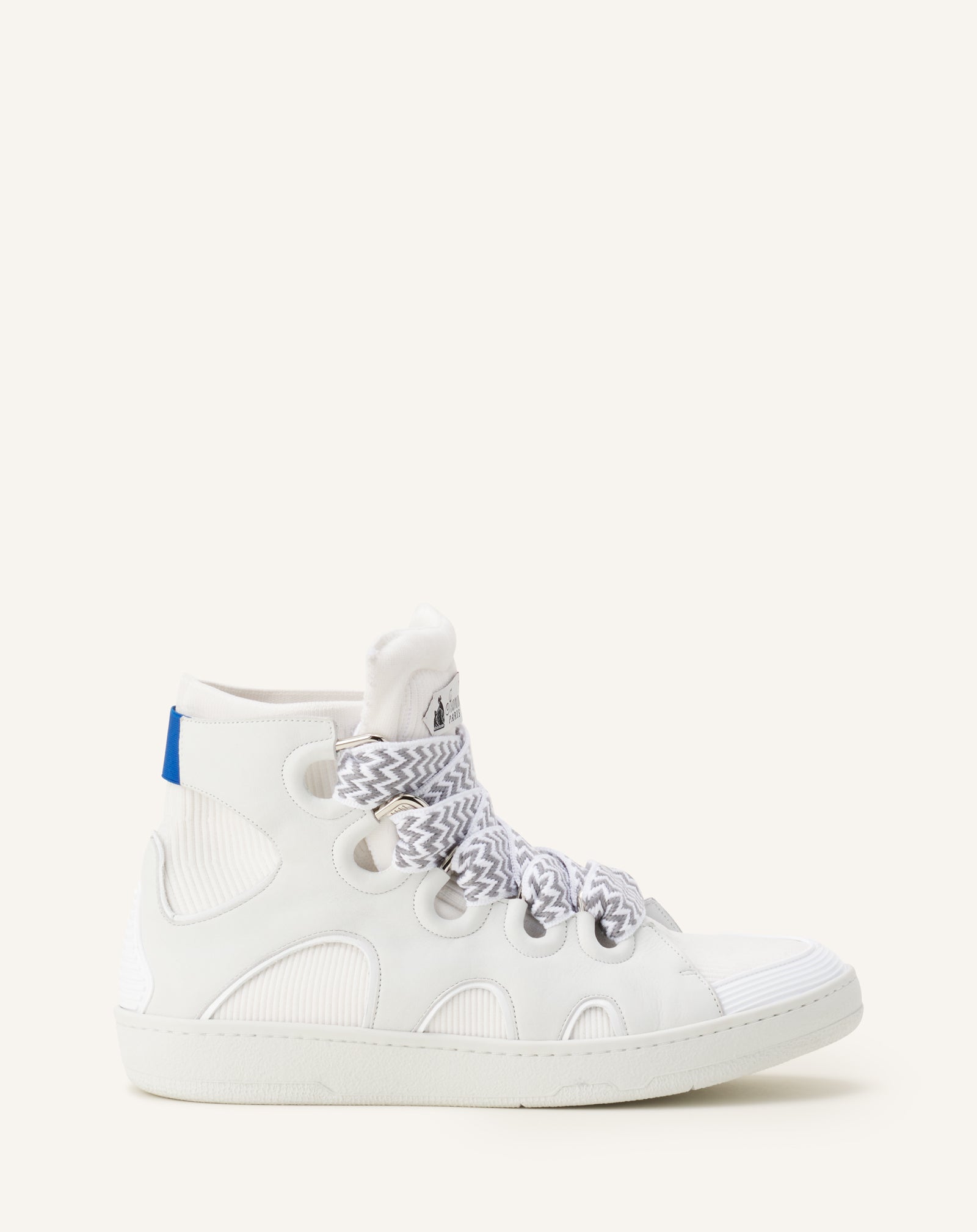 WHITE HIGH TOP CURB SNEAKERS IN KNIT