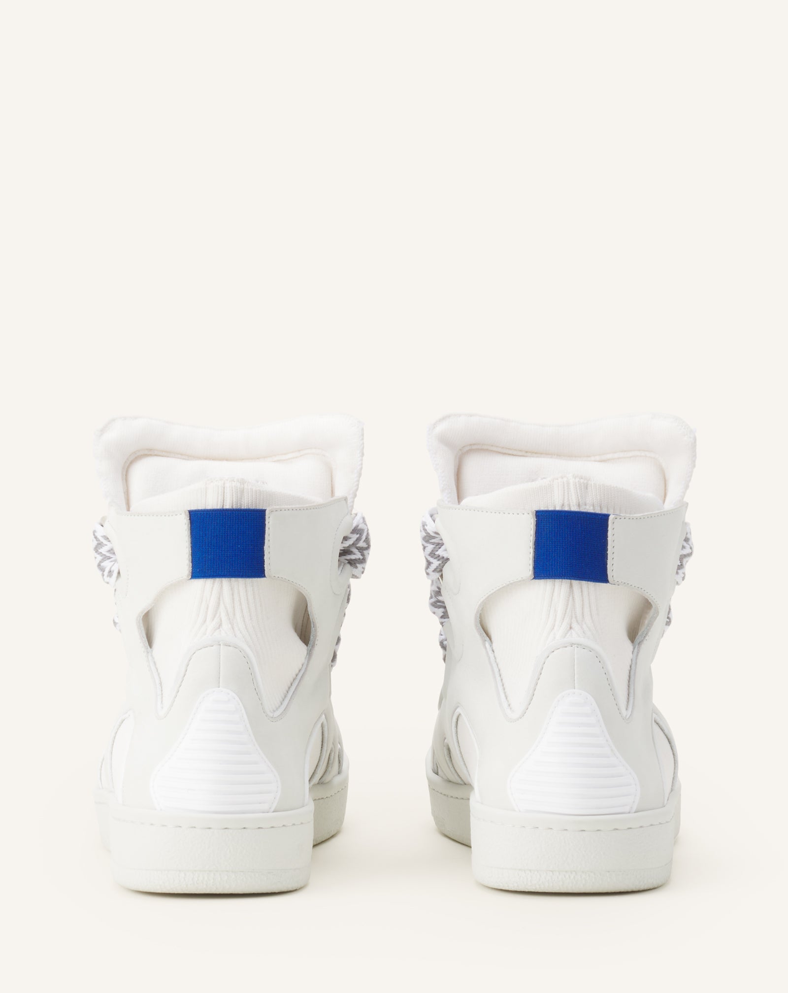 WHITE HIGH TOP CURB SNEAKERS IN KNIT