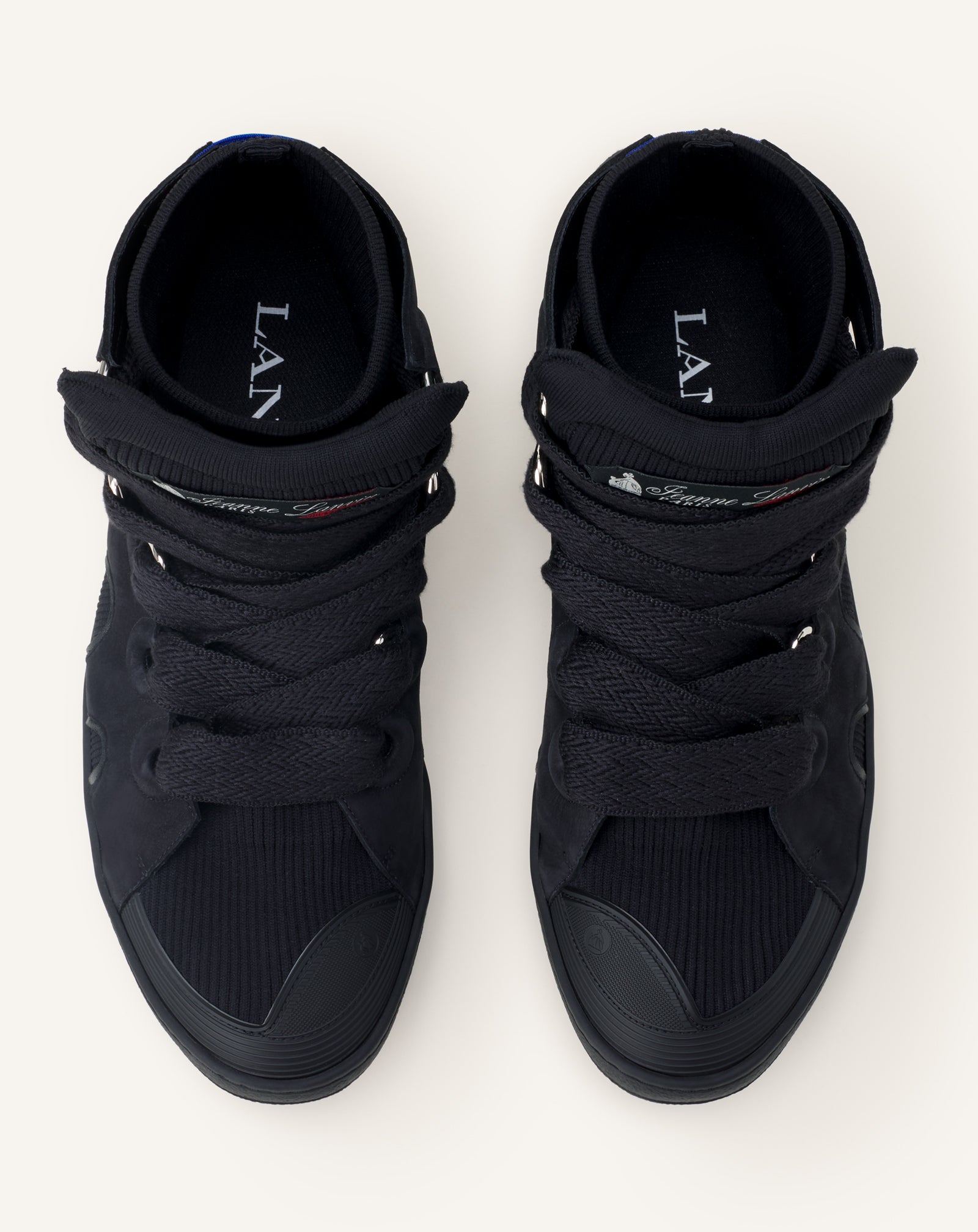 BLACK HIGH TOP CURB SNEAKERS IN KNIT