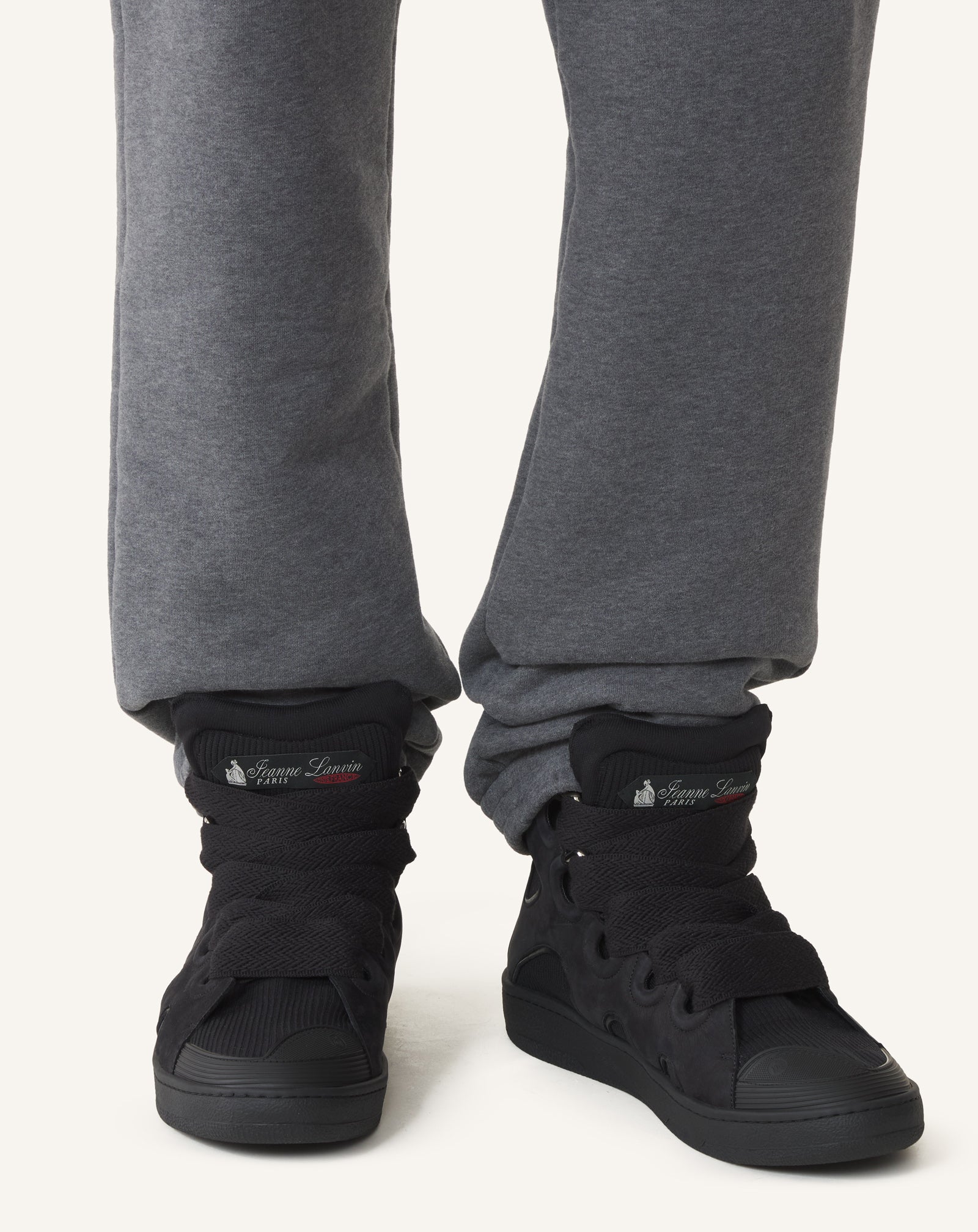 BLACK HIGH TOP CURB SNEAKERS IN KNIT