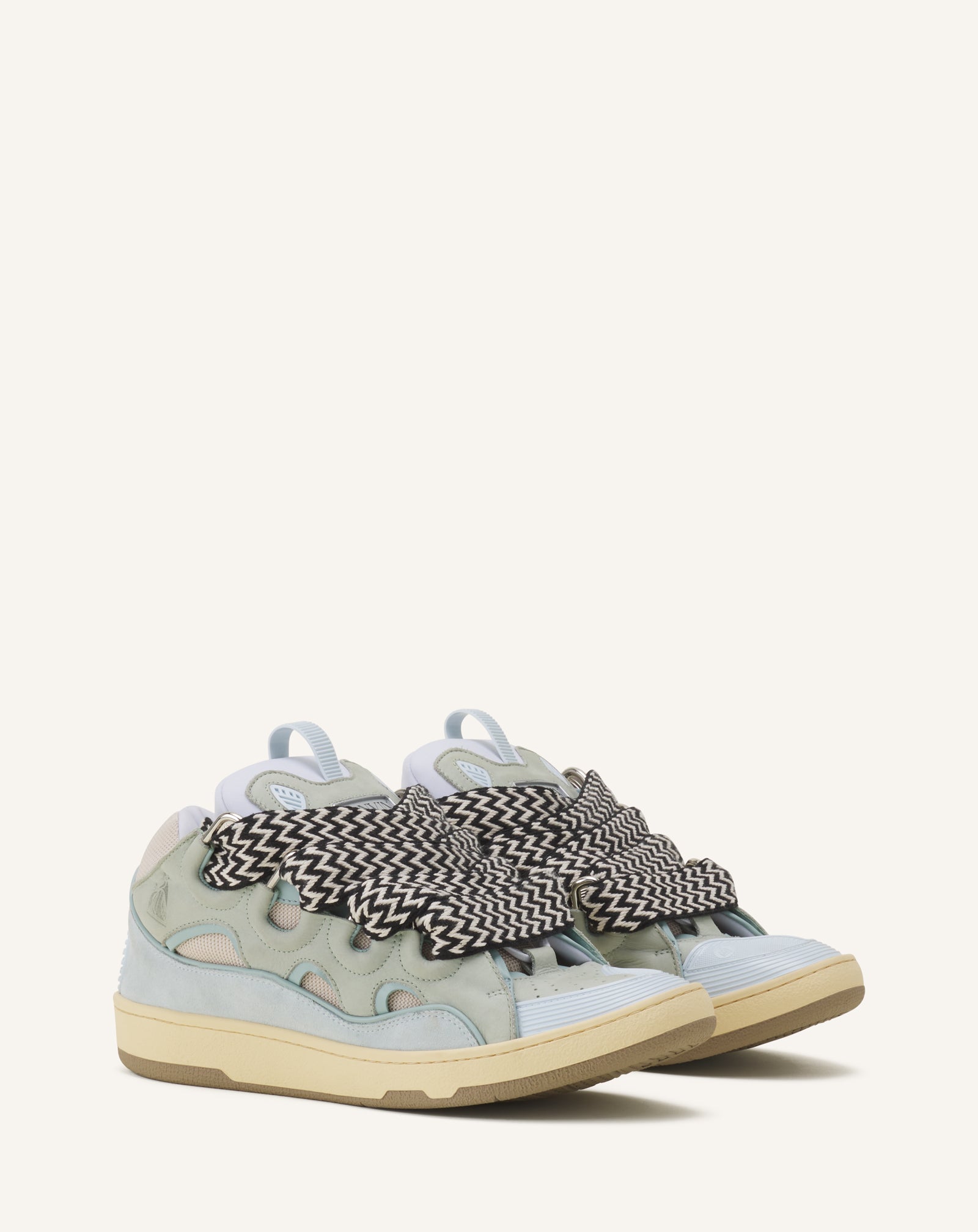 Blue Leather Curb Sneakers | Lanvin