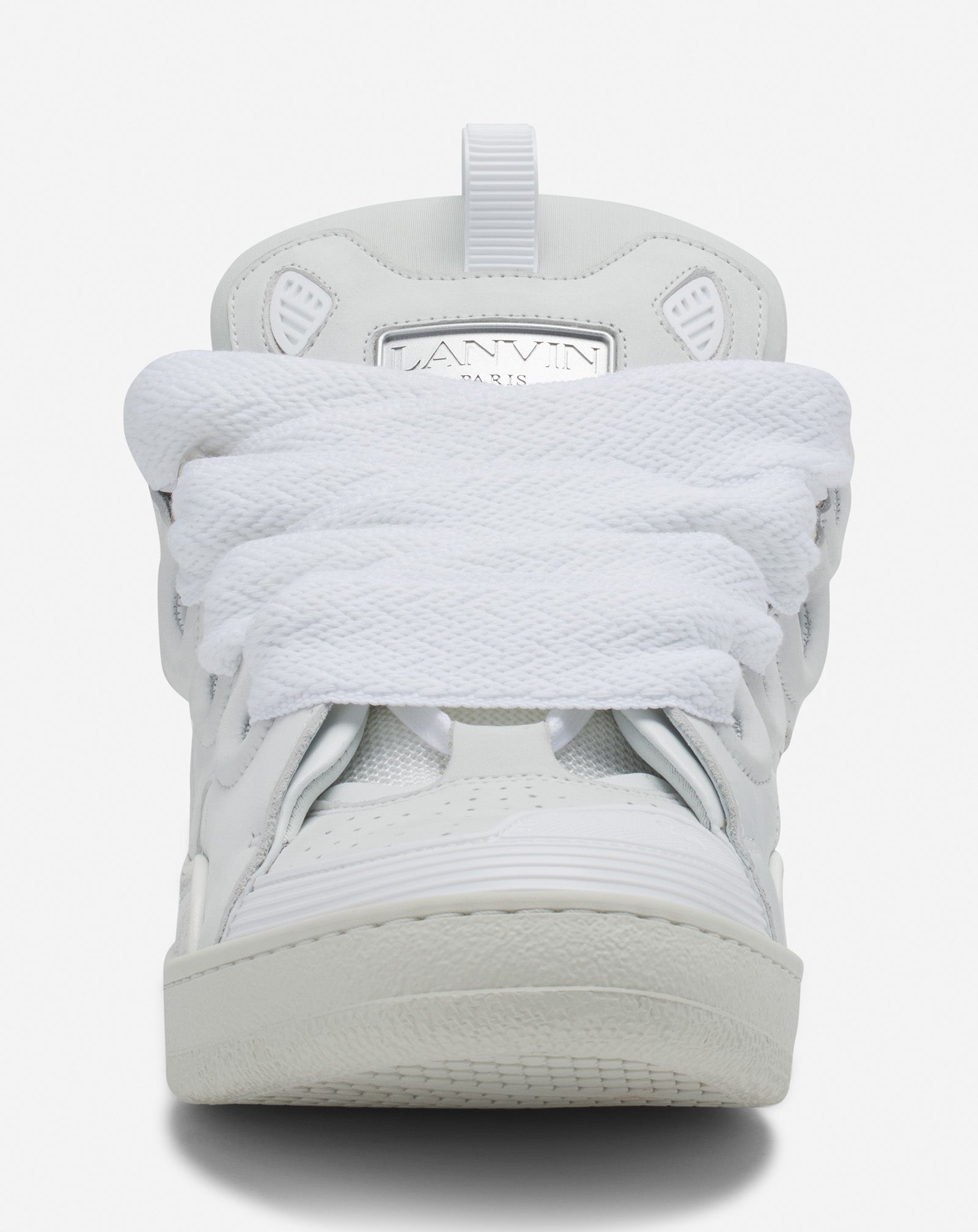 White Leather Curb Sneakers | Lanvin