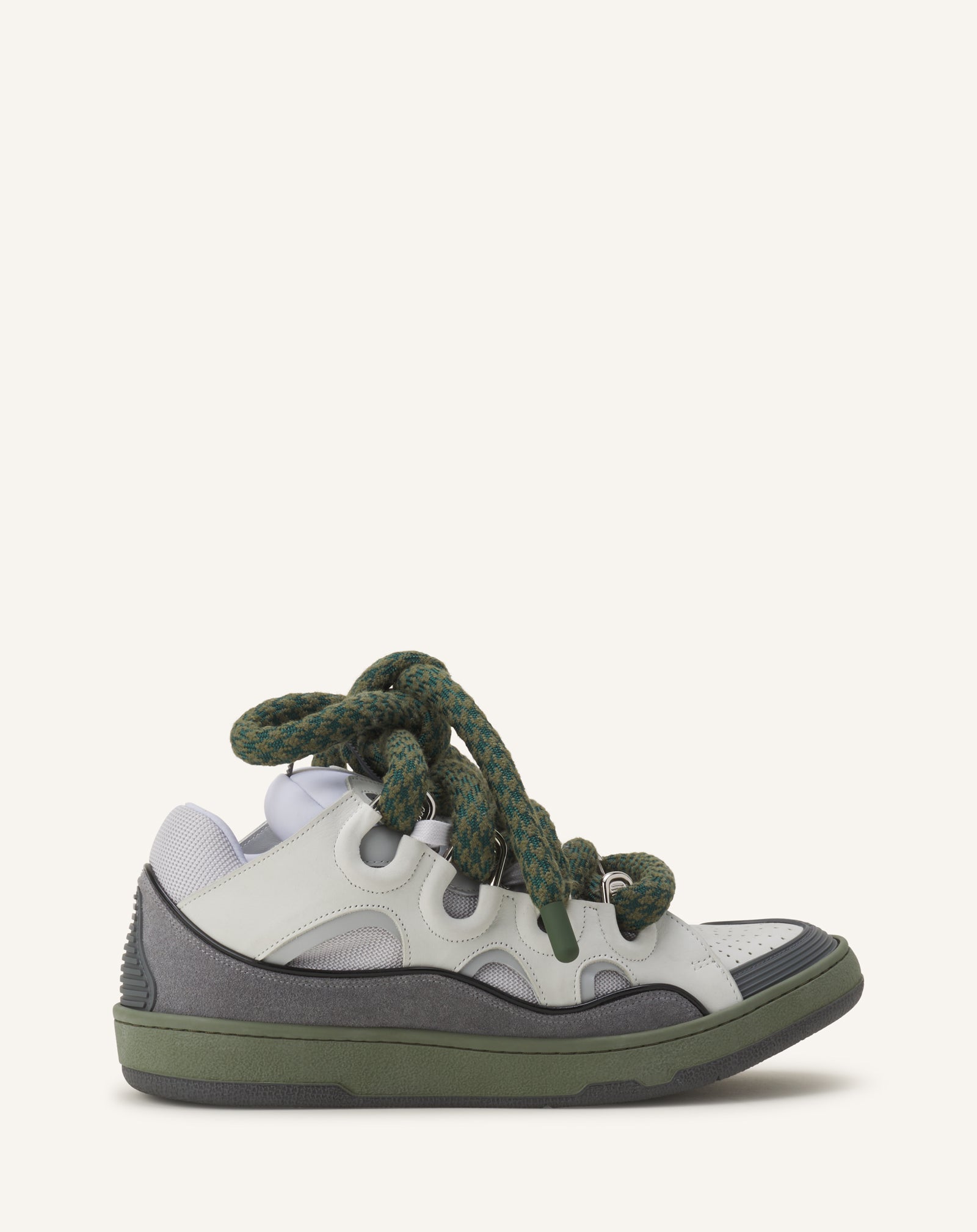 GREY CURB SNAKE SNEAKERS IN LEATHER