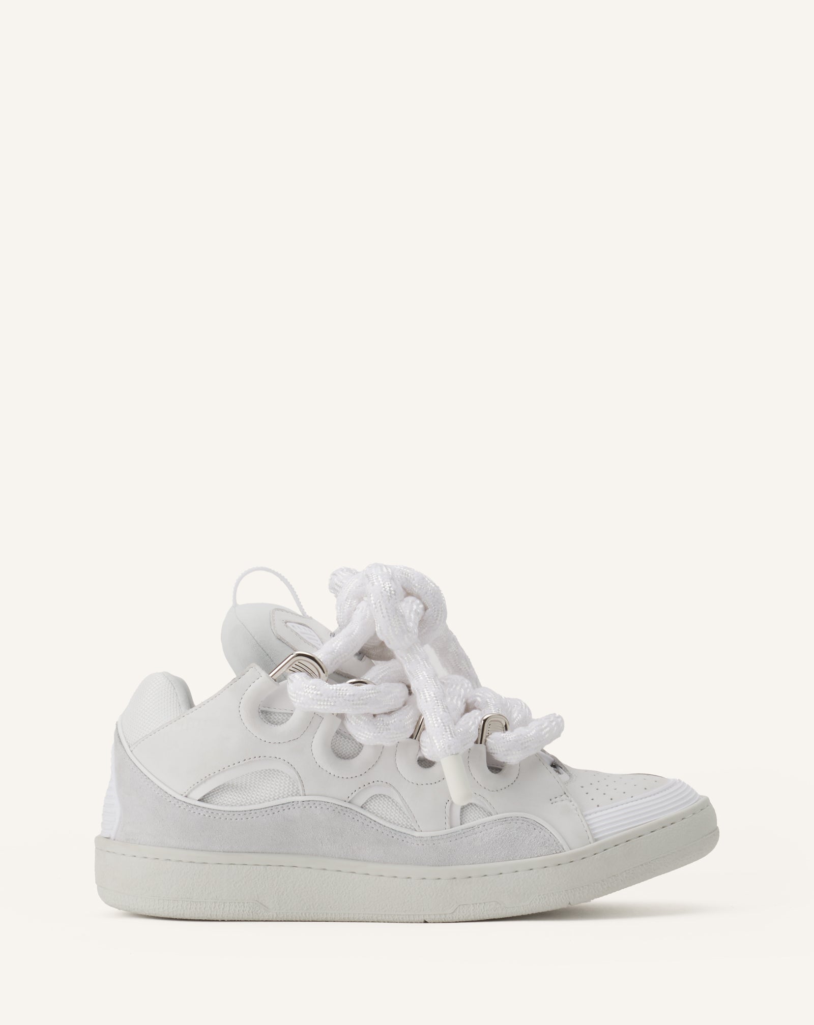 WHITE CURB SNAKE SNEAKERS IN LEATHER