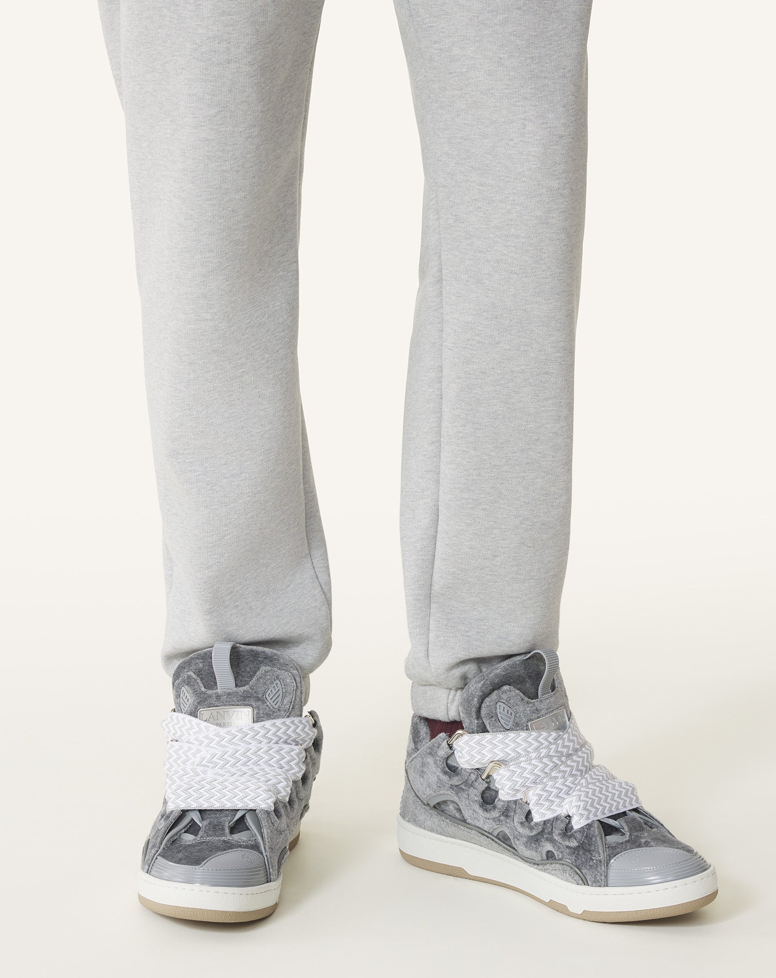 GREY CURB SNEAKERS IN JERSEY