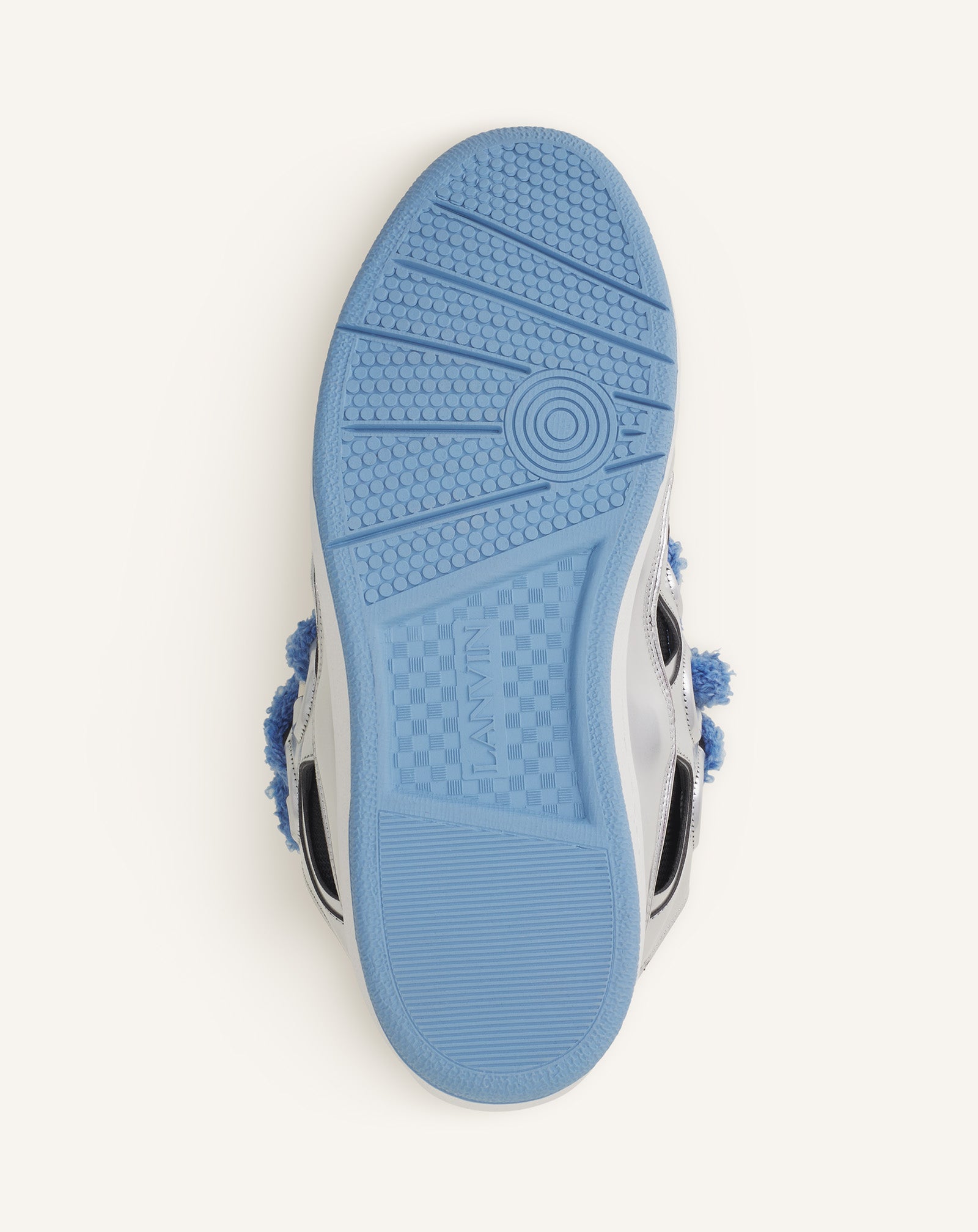 CURB METALLIC LEATHER SNEAKERS WITH MESH LACES