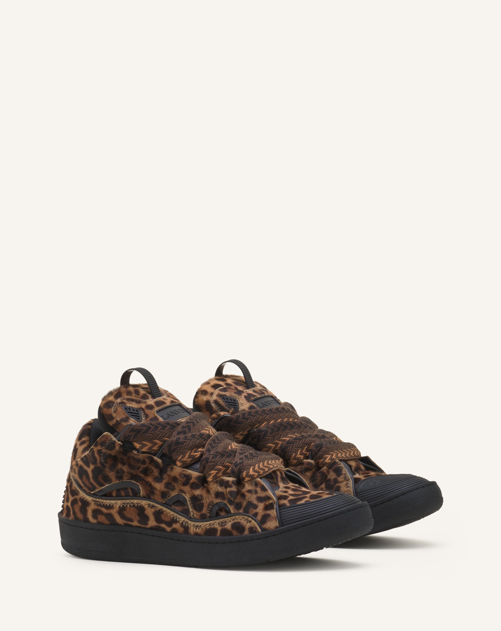 CURB SNEAKERS IN PONY LEATHER WITH A LEOPARD PRINT
