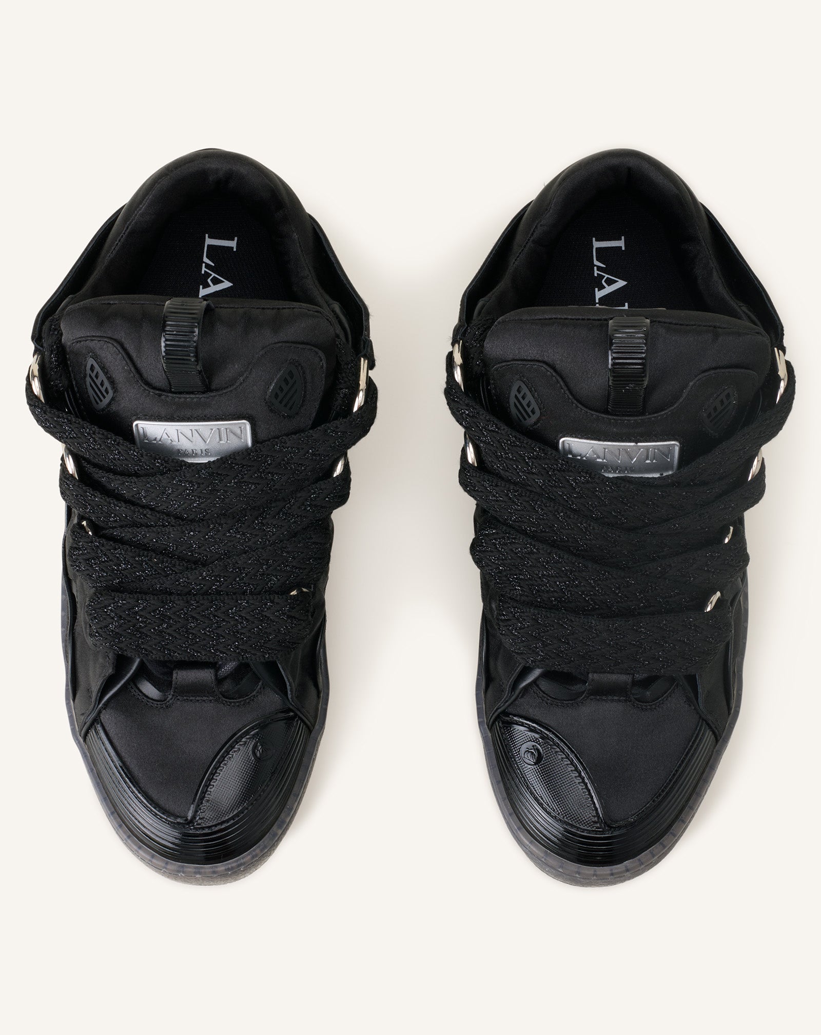 BLACK CURB SNEAKERS IN SATIN