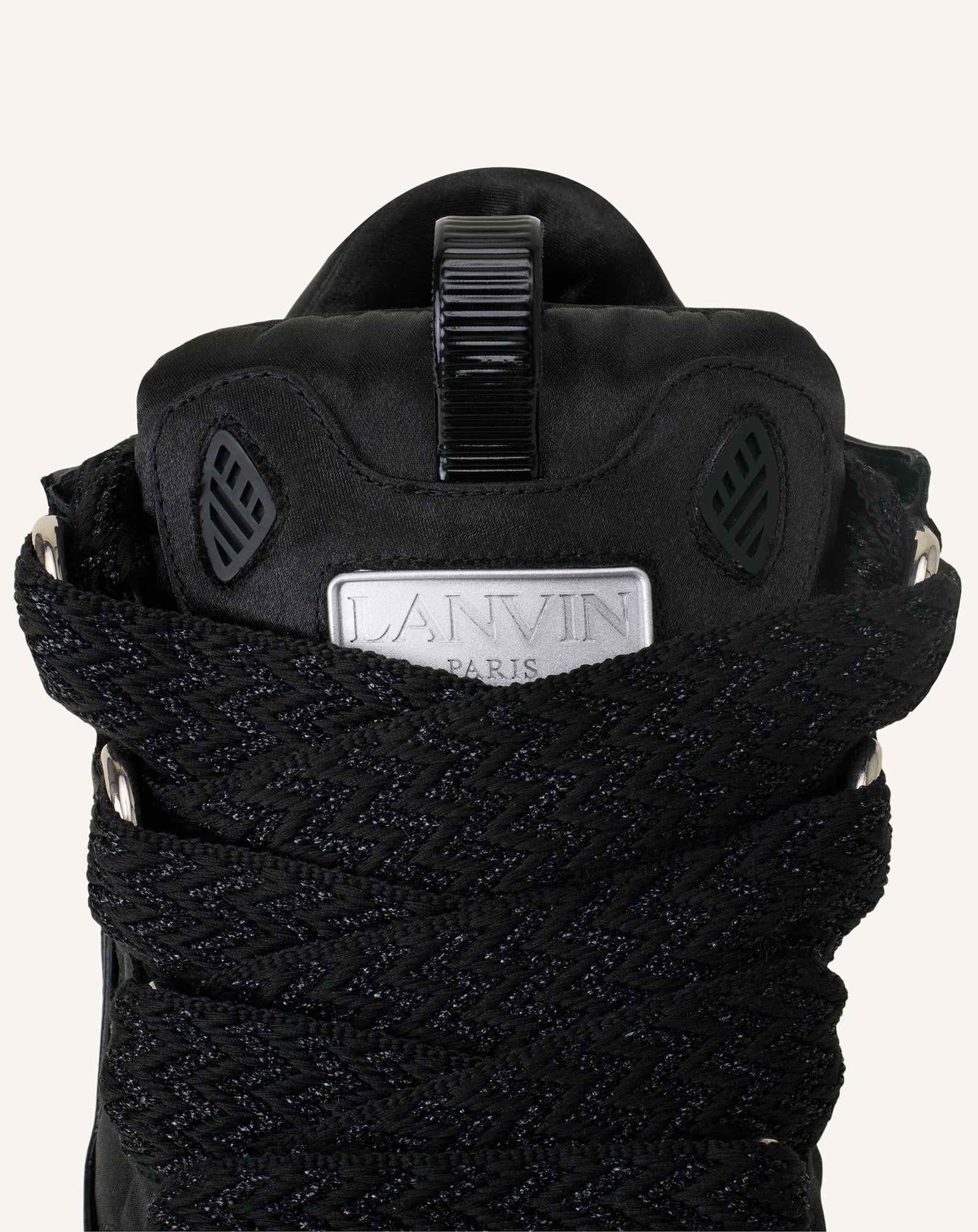 BLACK CURB SNEAKERS IN SATIN