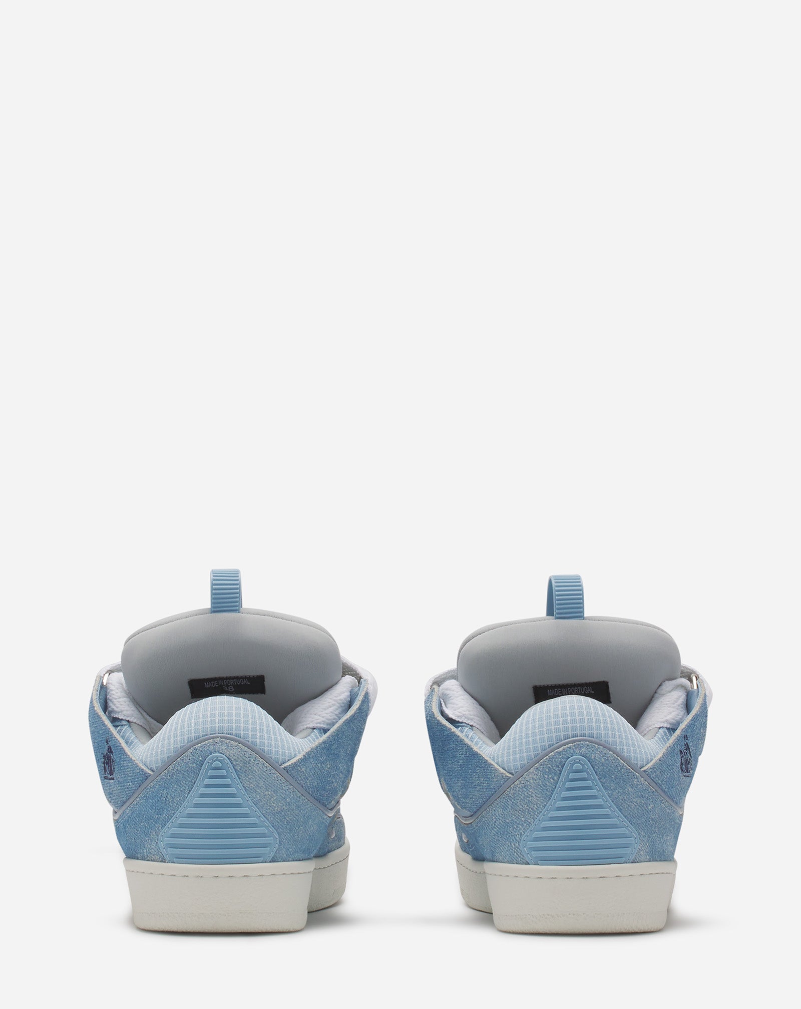 CURB DENIM-EFFECT LEATHER SNEAKERS