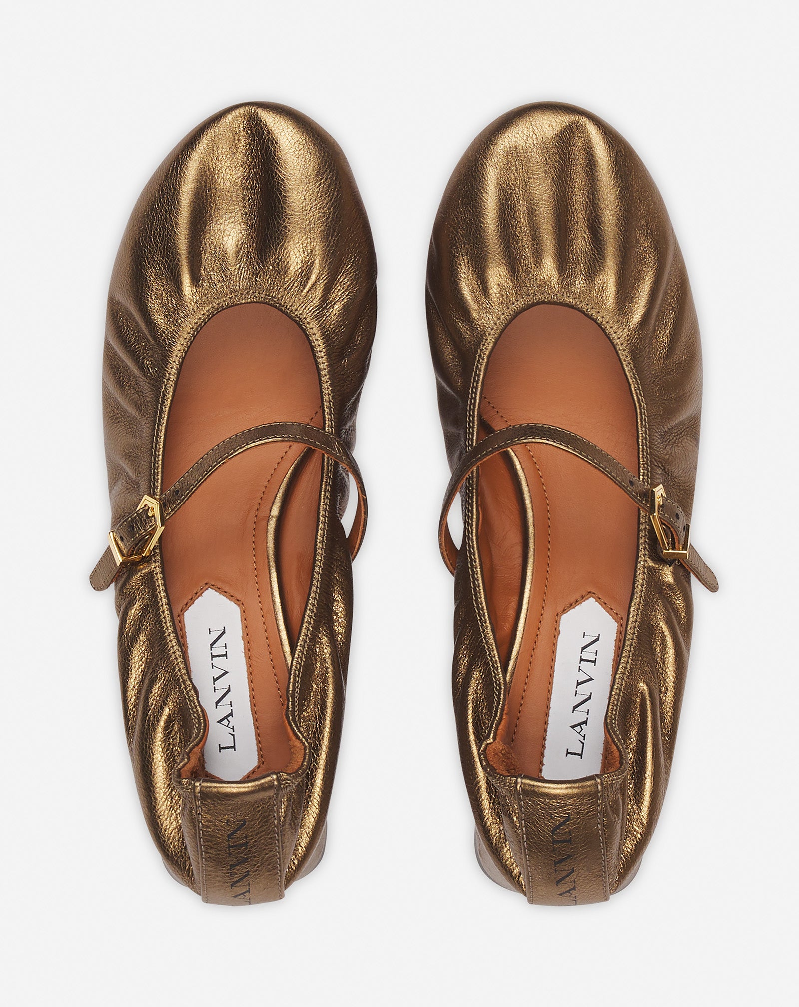 MARY JANES WITH METALLIC LEATHER HEELS