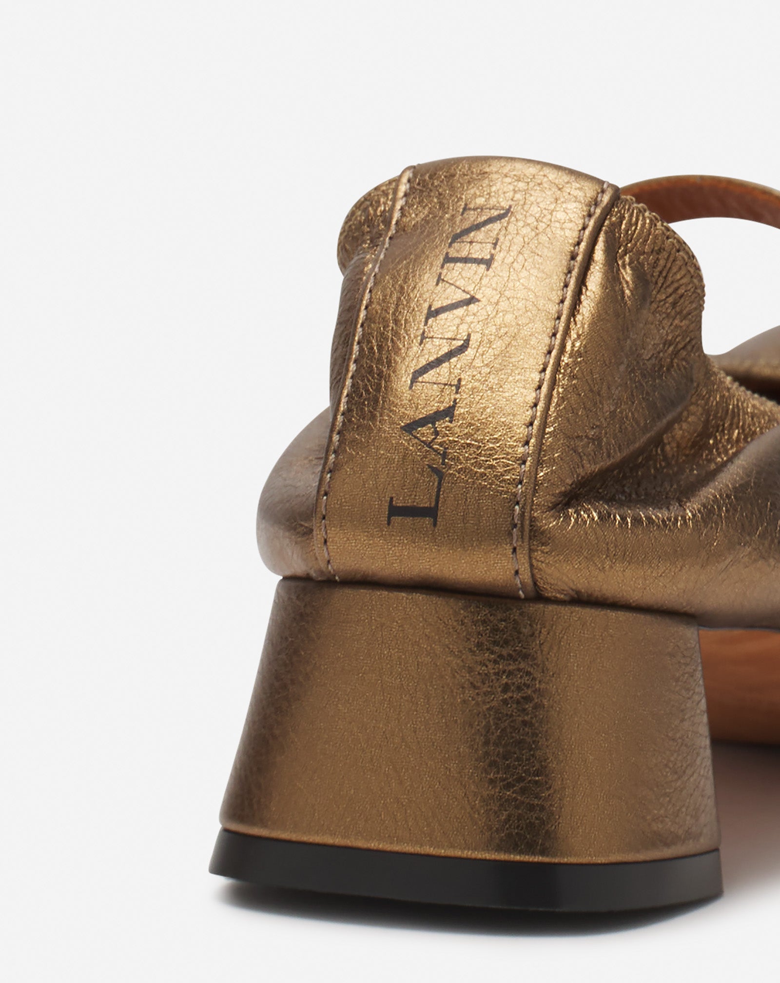 MARY JANES WITH METALLIC LEATHER HEELS
