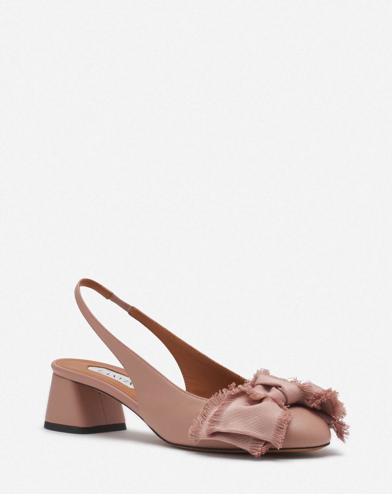 PINK LEATHER HEELED SLINGBACK BALLERINA