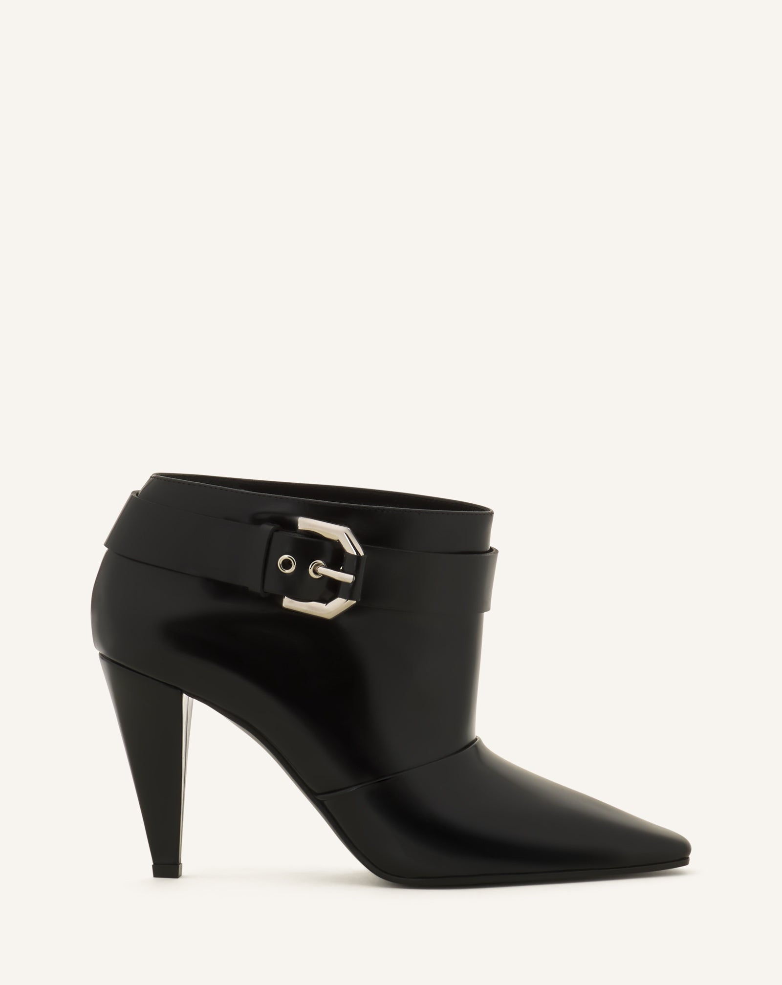 BLACK MYSTIQUE PATENT LEATHER ANKLE BOOT