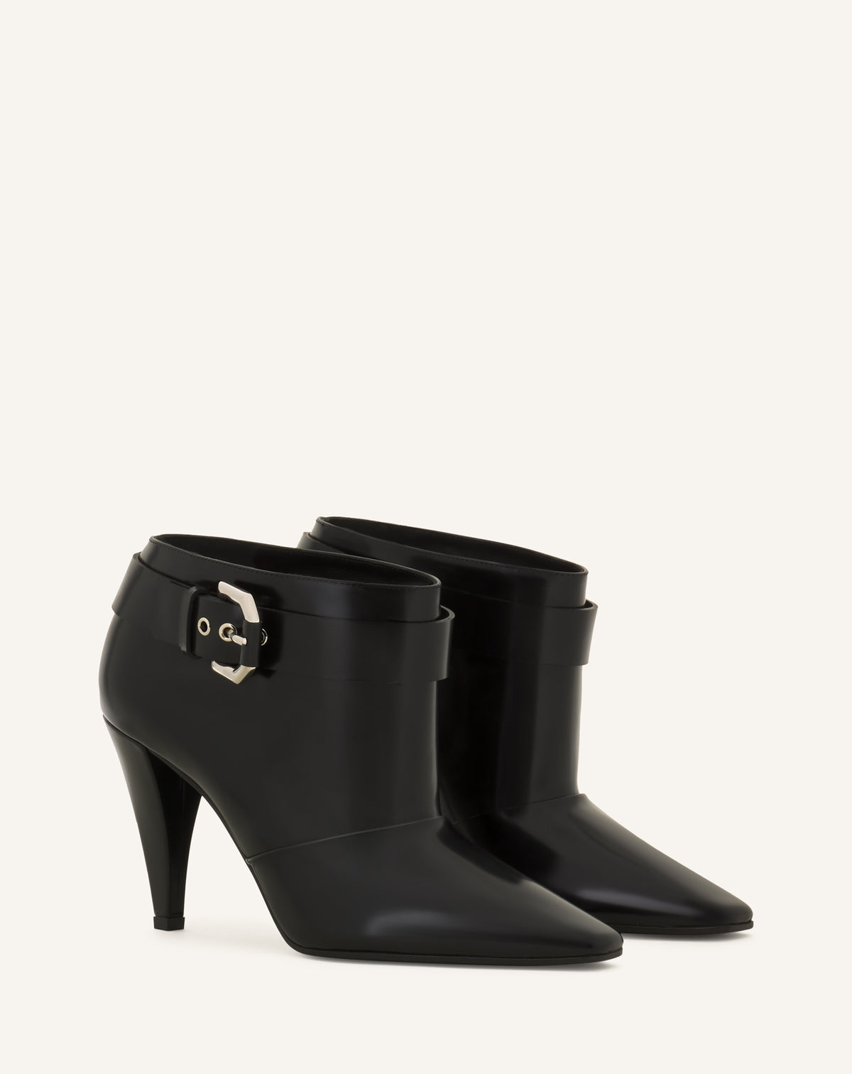 BLACK MYSTIQUE PATENT LEATHER ANKLE BOOT