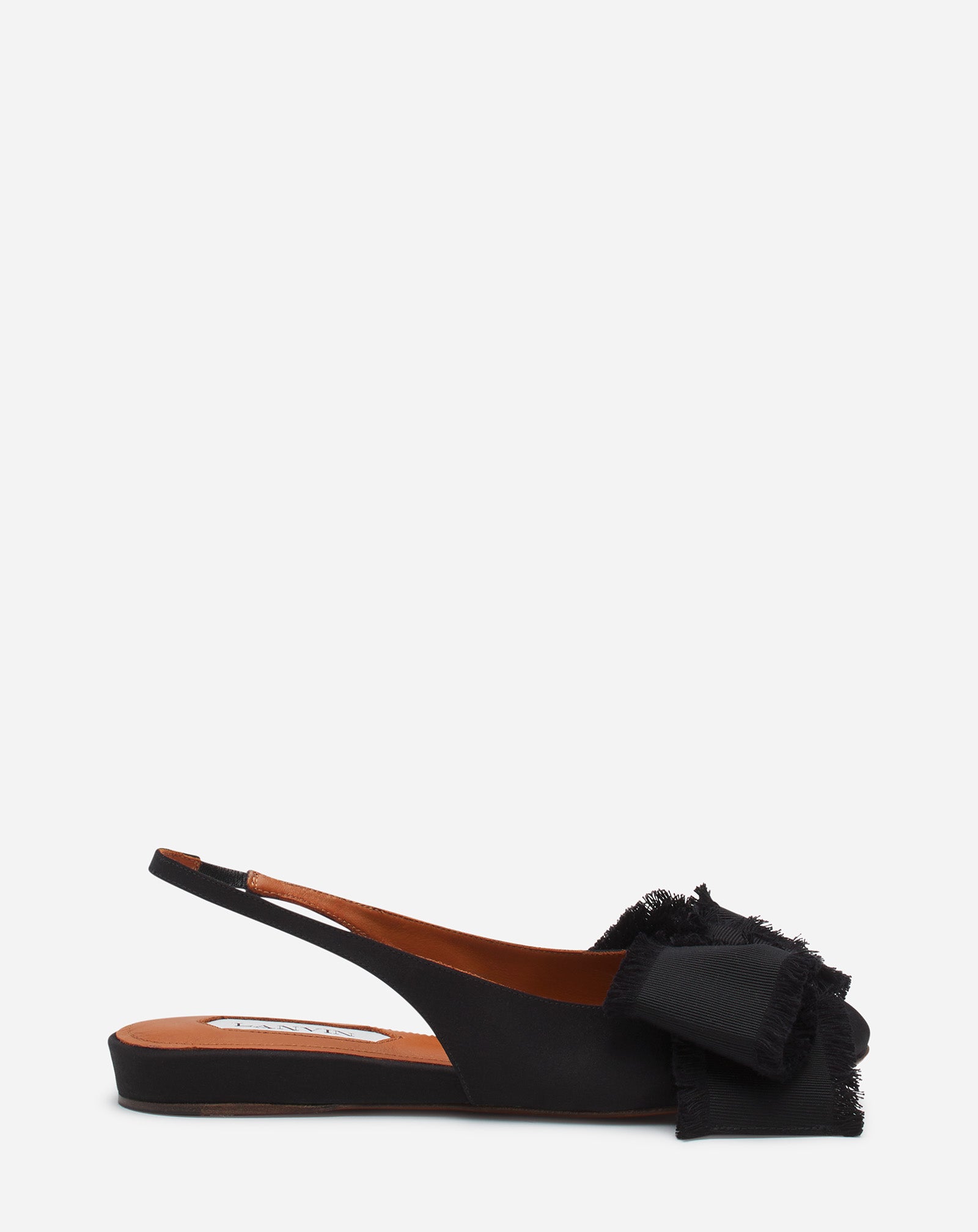 BLACK SLINGBACK BALLERINA FLAT IN SATIN