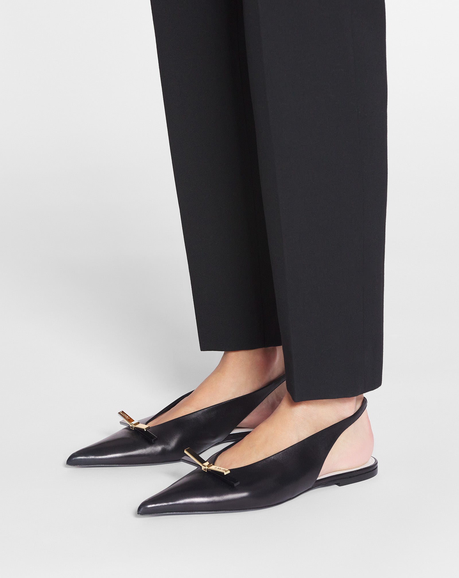 LANVIN BOW LEATHER SLINGBACK