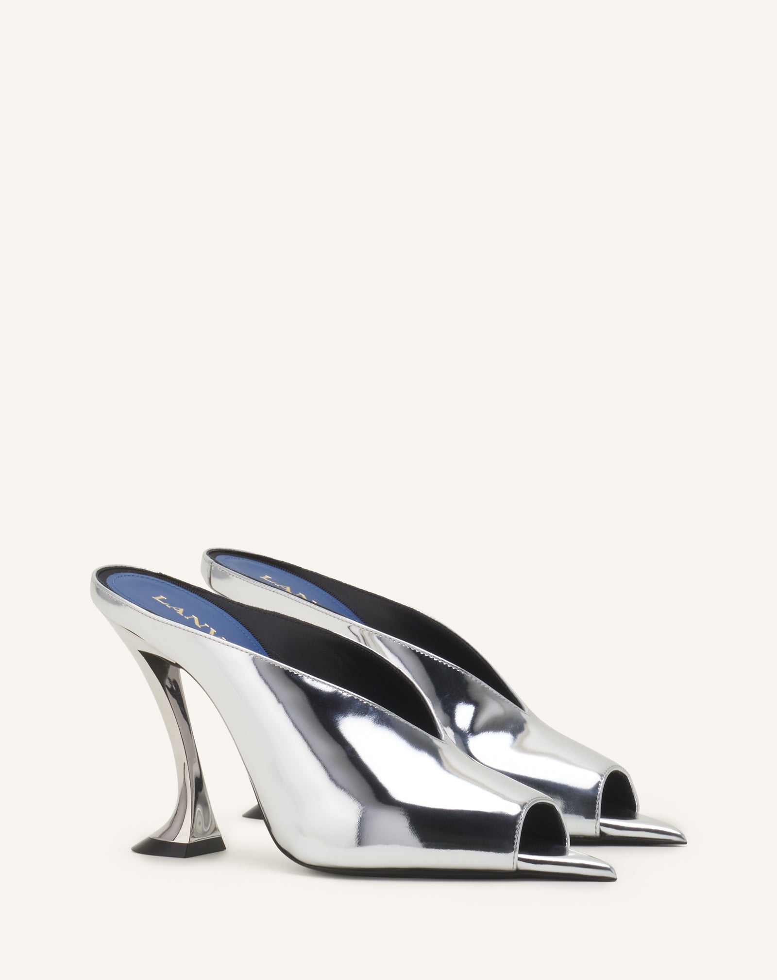 SILVER MIDNIGHT STEP MULE IN METALLIC LEATHER