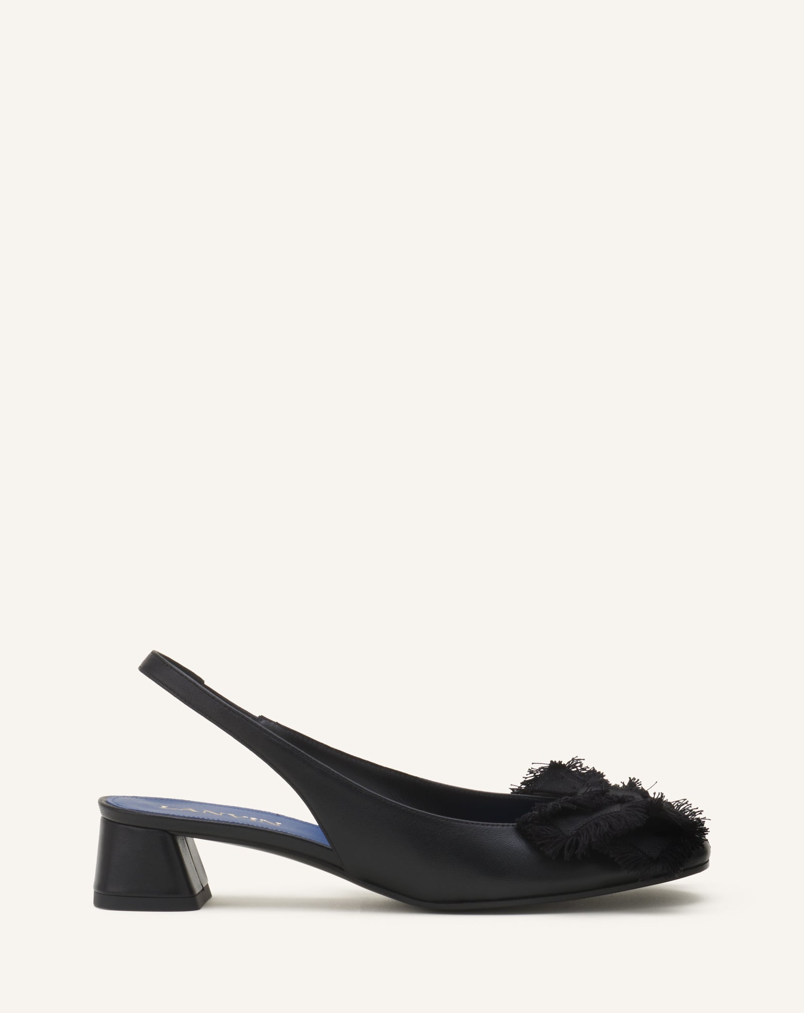 BLACK HEELED SLINGBACK BALLERINA IN LEATHER