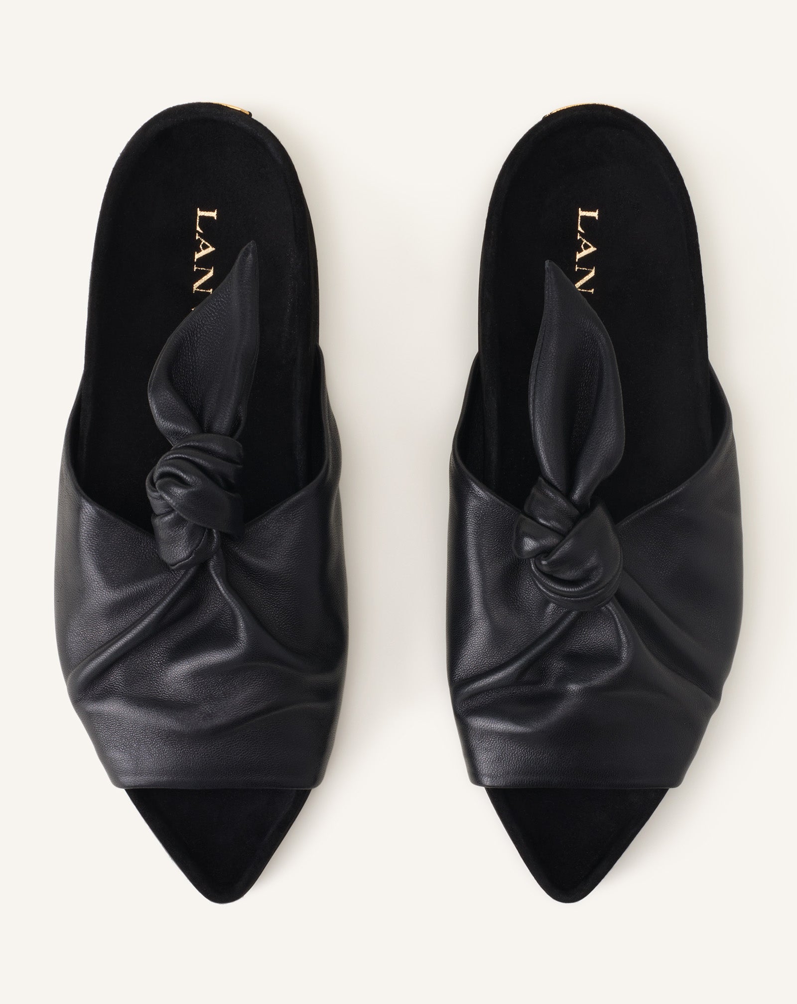 BLACK COCOON FLAT LEATHER MULE