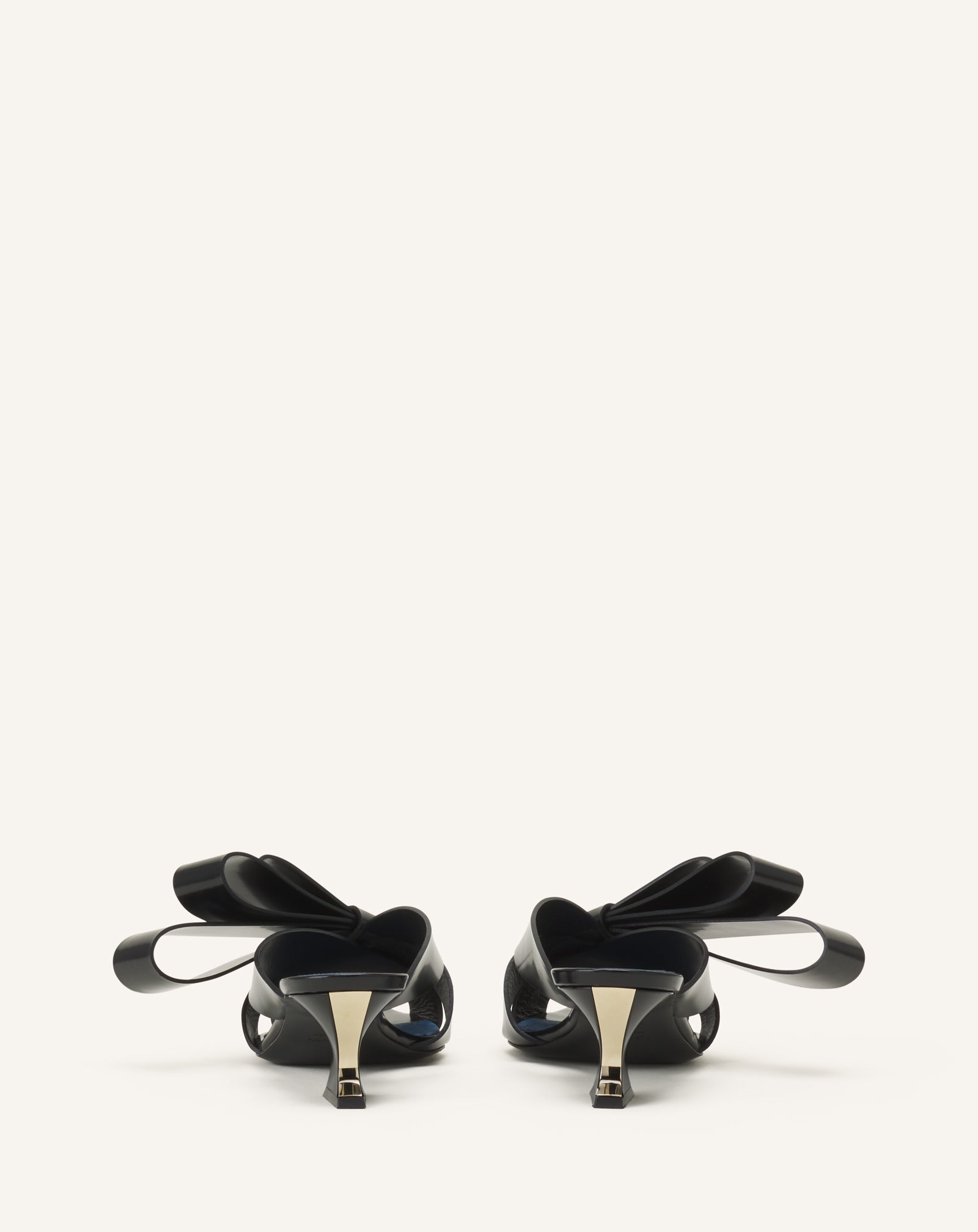 BLACK CADEAU LEATHER MULES WITH HEEL