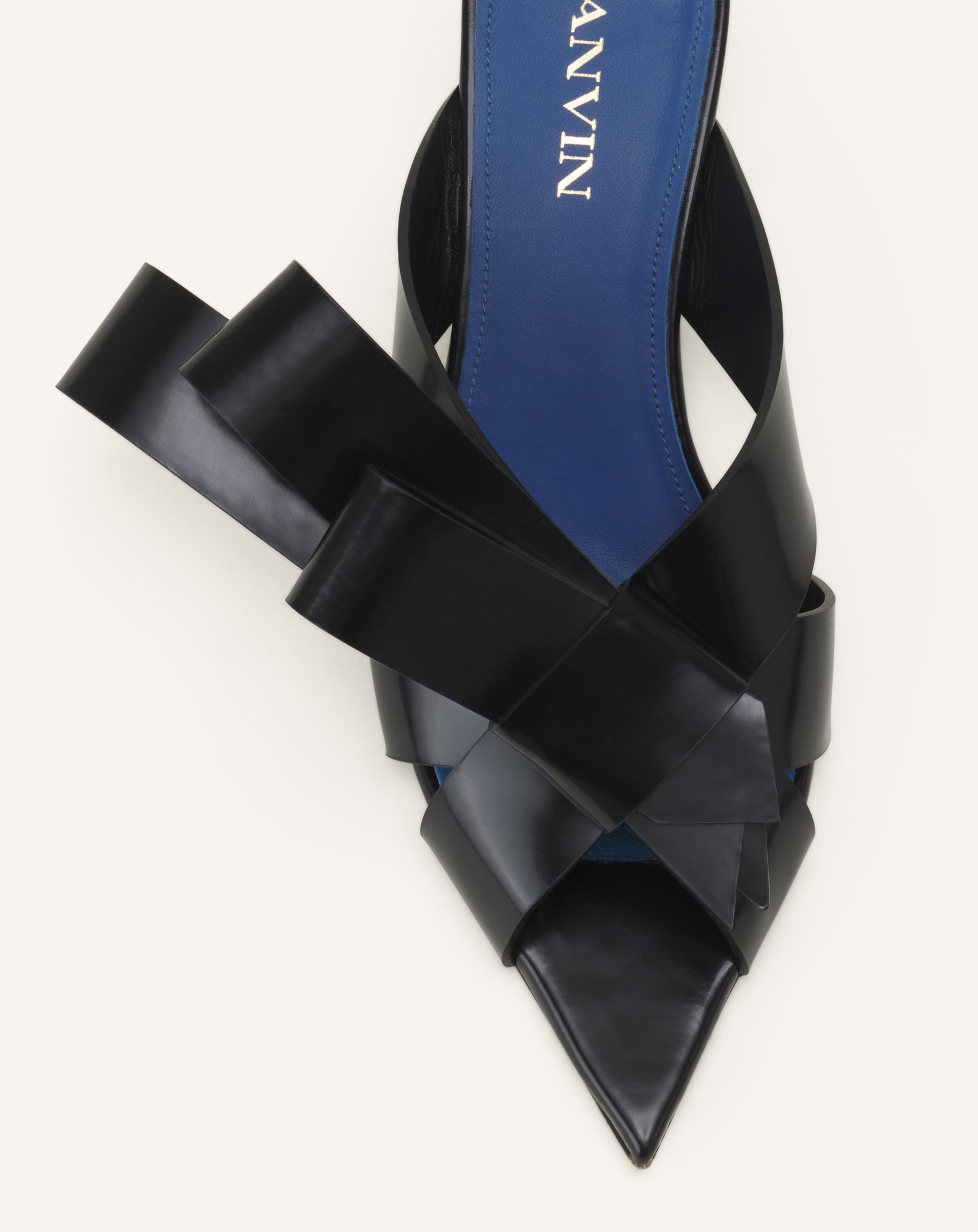 BLACK CADEAU LEATHER MULES WITH HEEL