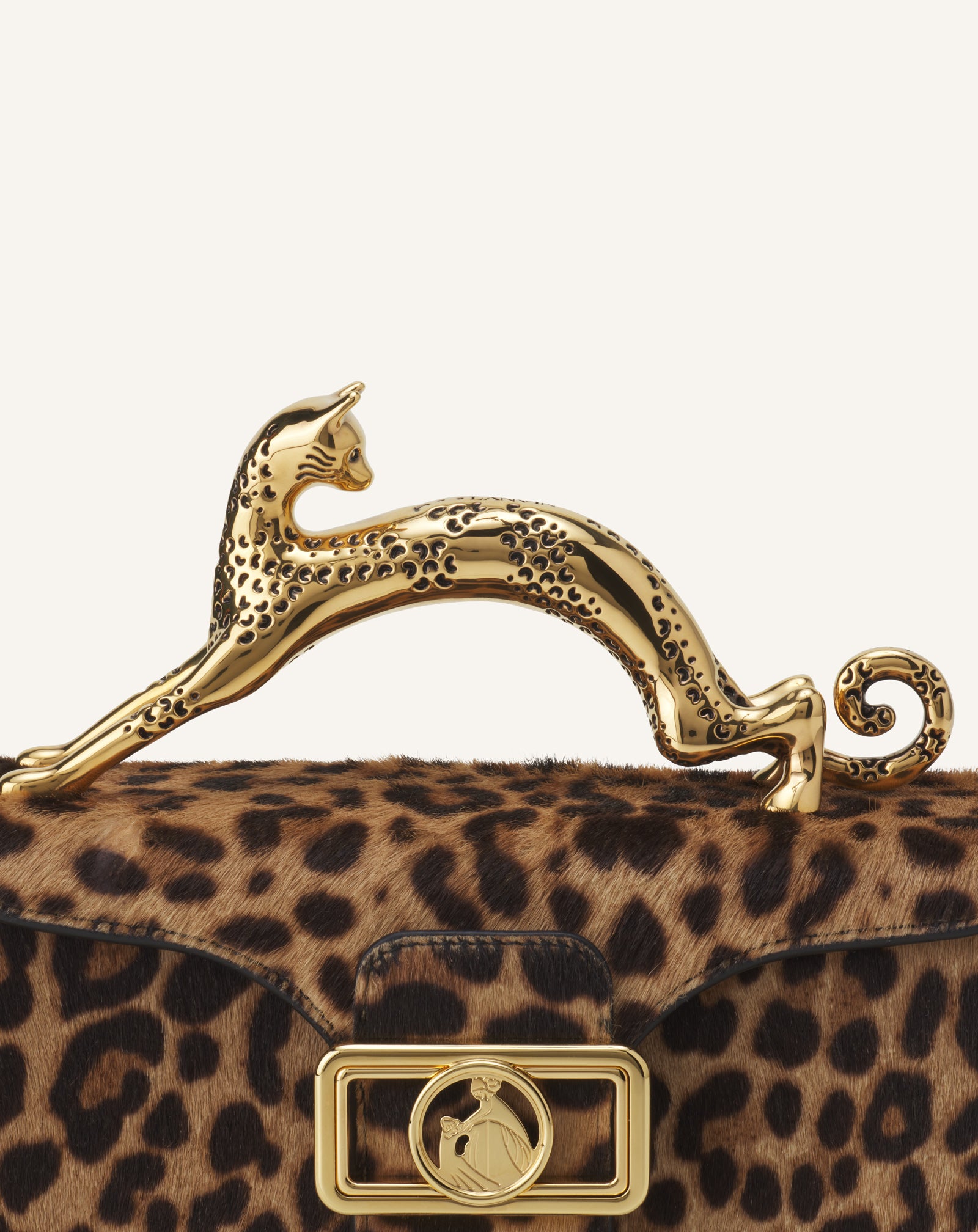 BEIGE PENCIL CAT NANO BAG IN LEOPARD PRINT