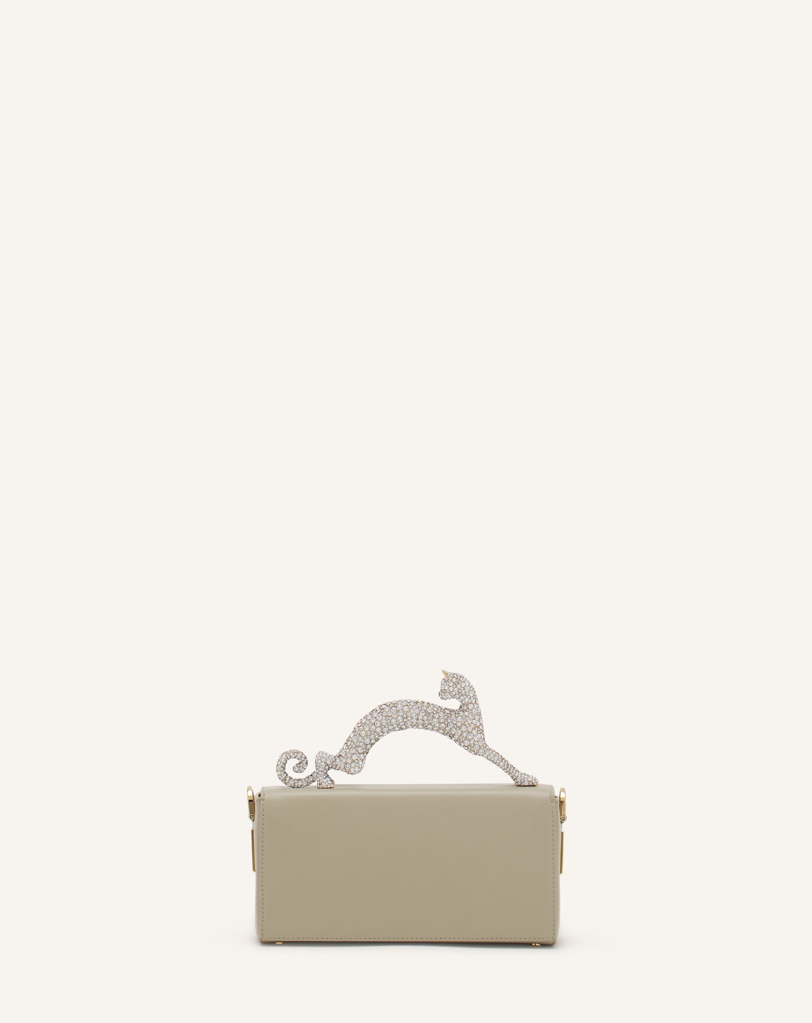 WHITE PENCIL CAT NANO BAG IN LEATHER AND RHINESTONES
