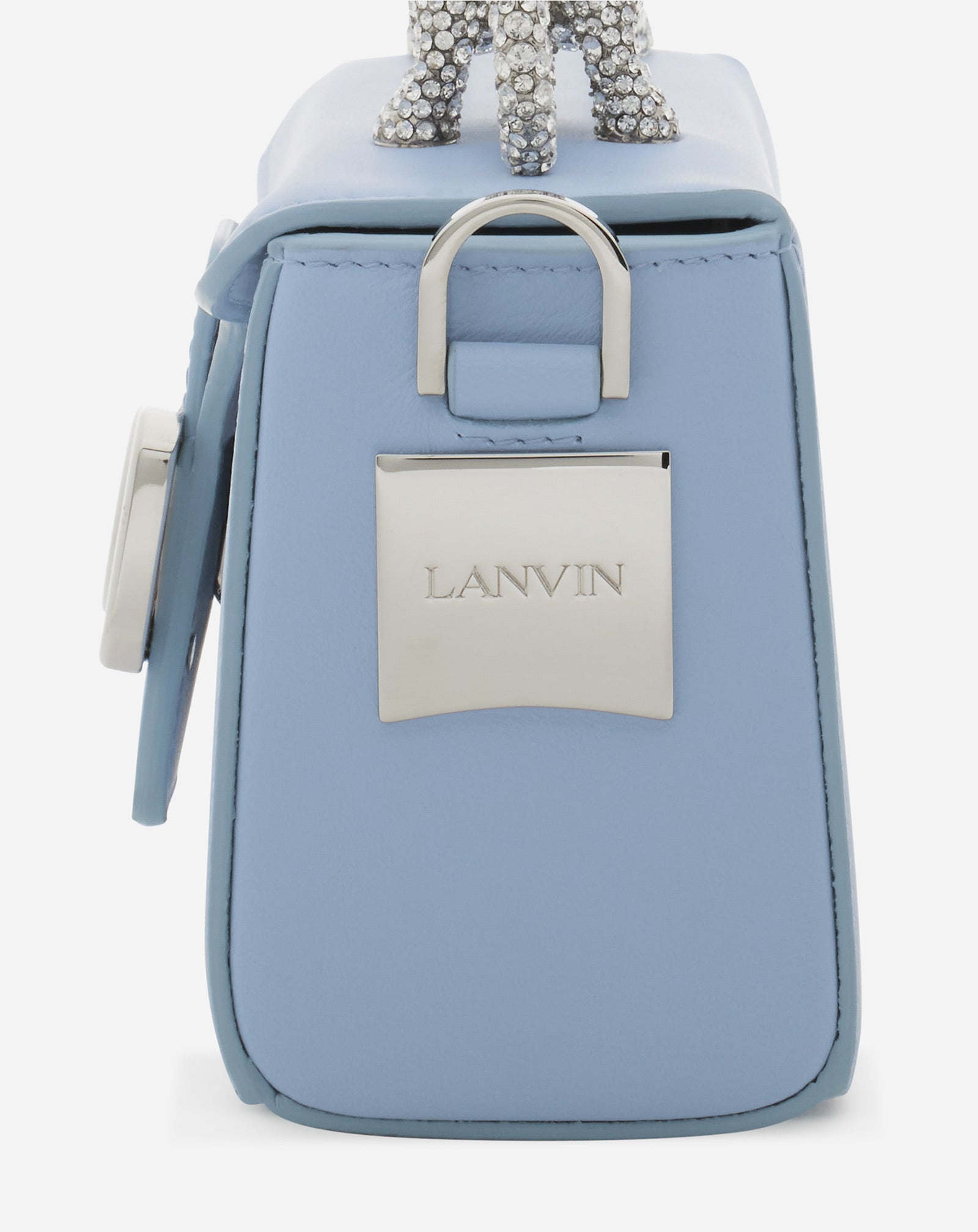 BLUE PENCIL CAT NANO BAG IN LEATHER AND RHINESTONES