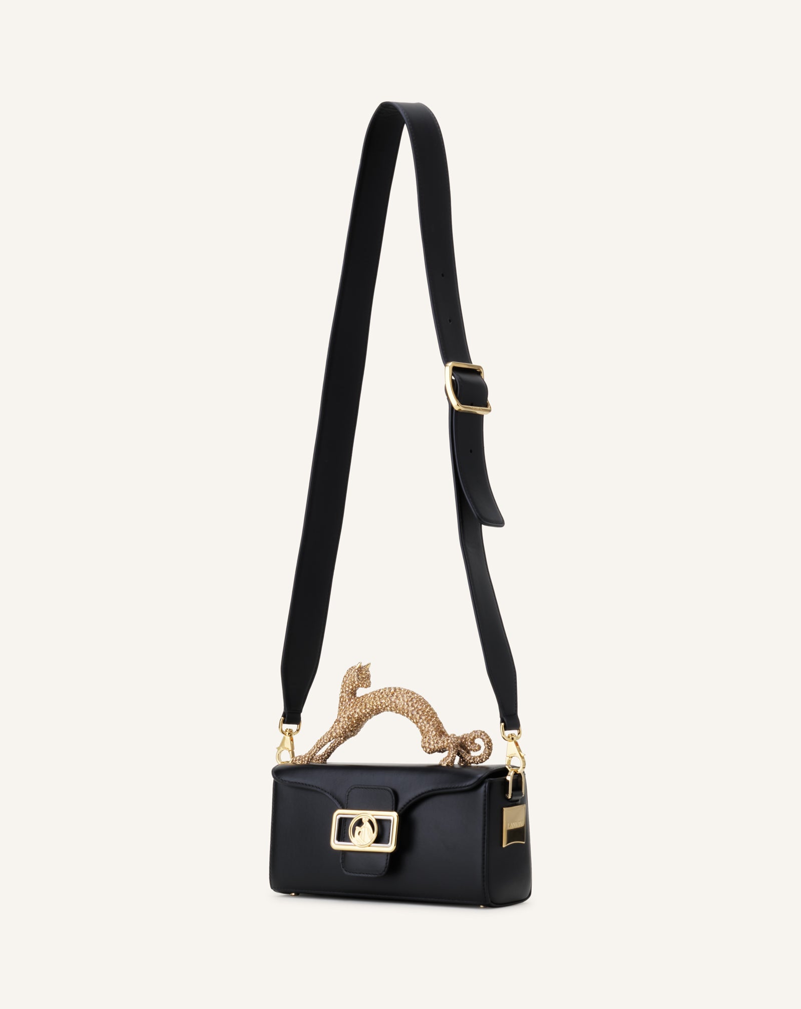 LEATHER NANO PENCIL CAT BAG WITH RHINESTONES