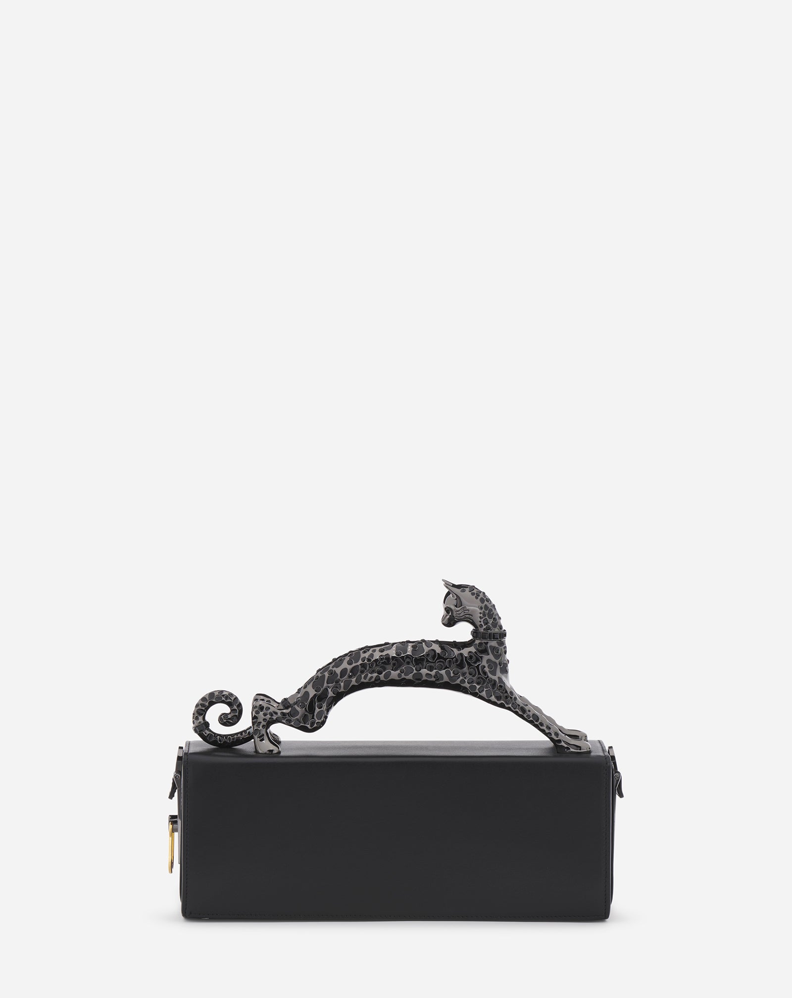 BLACK MEDIUM LEATHER PENCIL CAT BAG