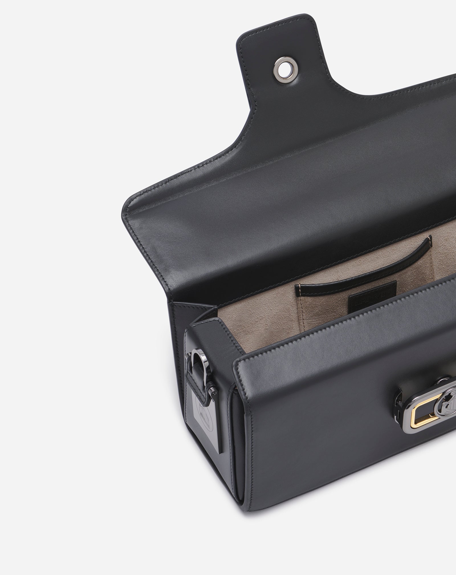 BLACK MEDIUM LEATHER PENCIL CAT BAG