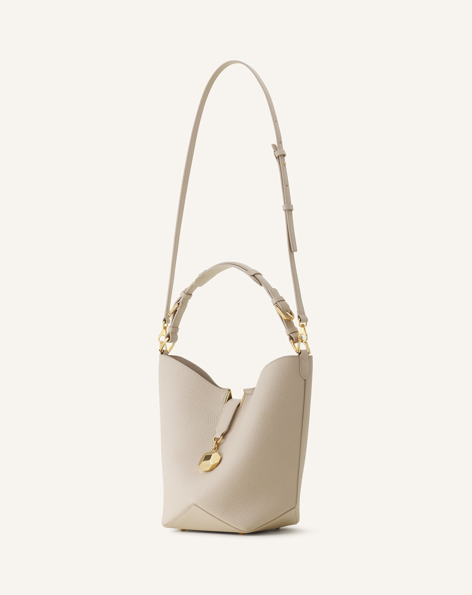 CATCH BY LANVIN MEDIUM BUCKET BAG IN GRAINED LEATHER