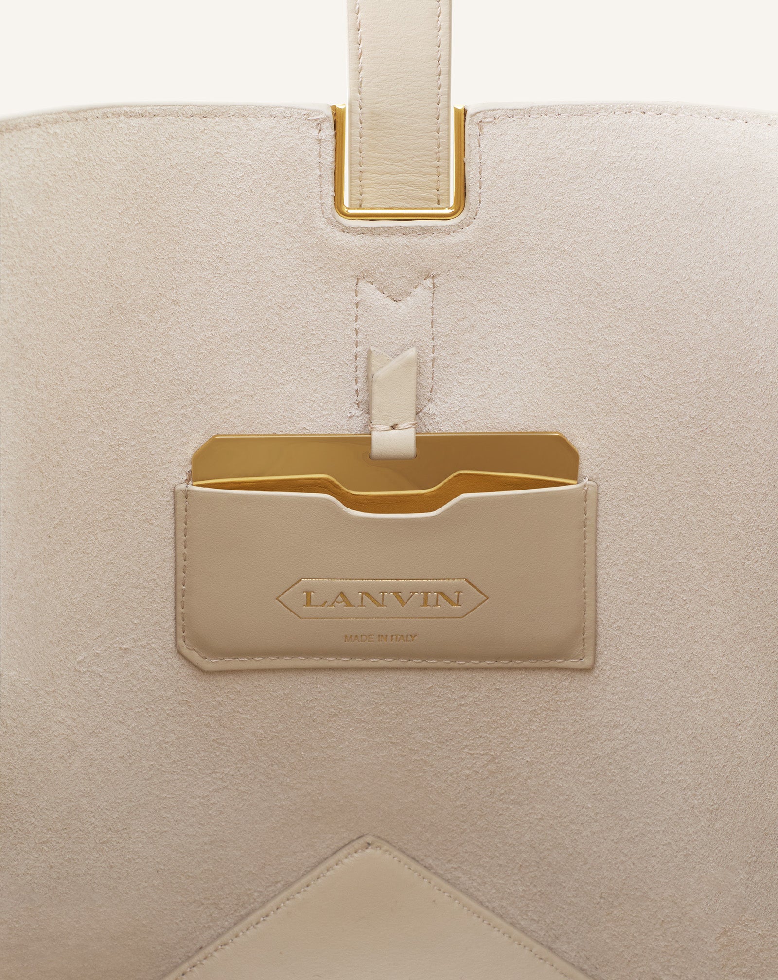 WHITE CATCH BY LANVIN BUCKET BAG IN GRAINED LEATHER