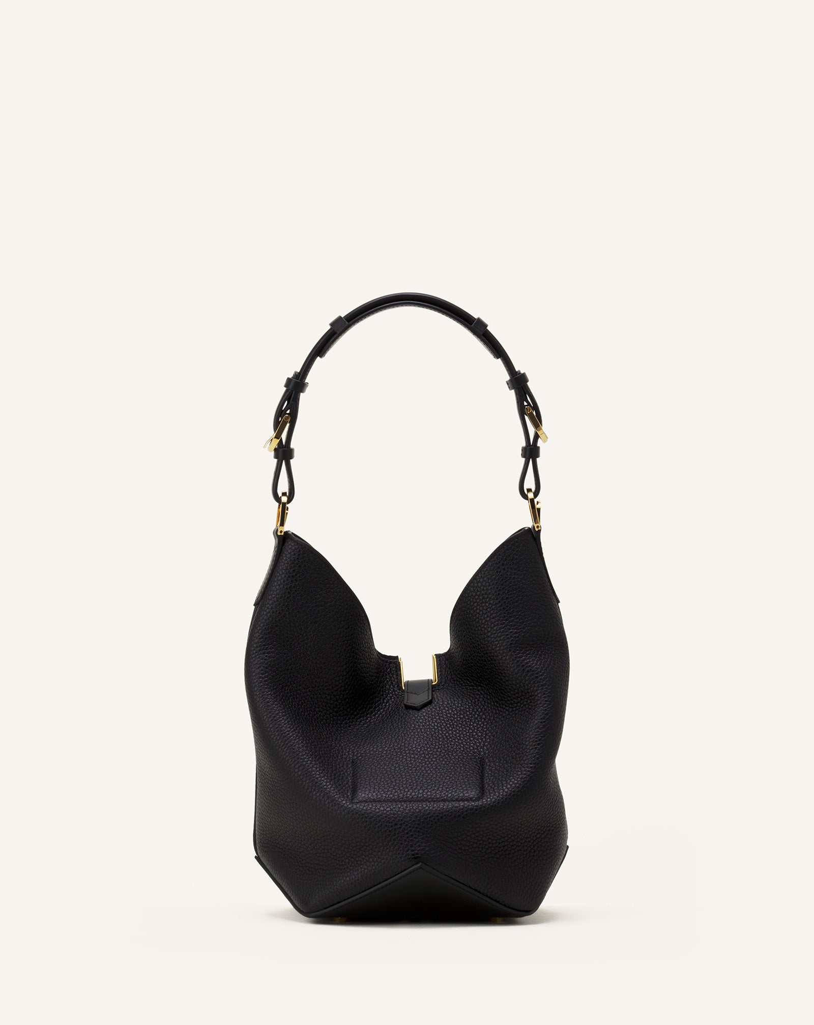 BLACK CATCH BY LANVIN BUCKET BAG IN GRAINED LEATHER