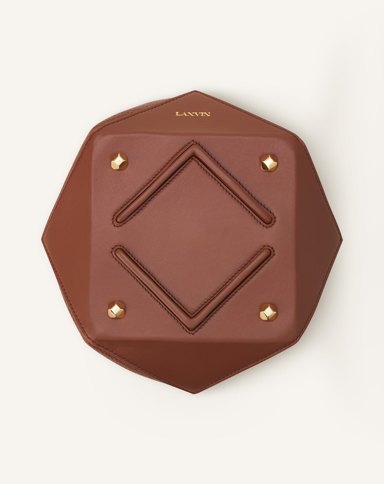 BROWN CATCH BY LANVIN BUCKET BAG IN GRAINED LEATHER