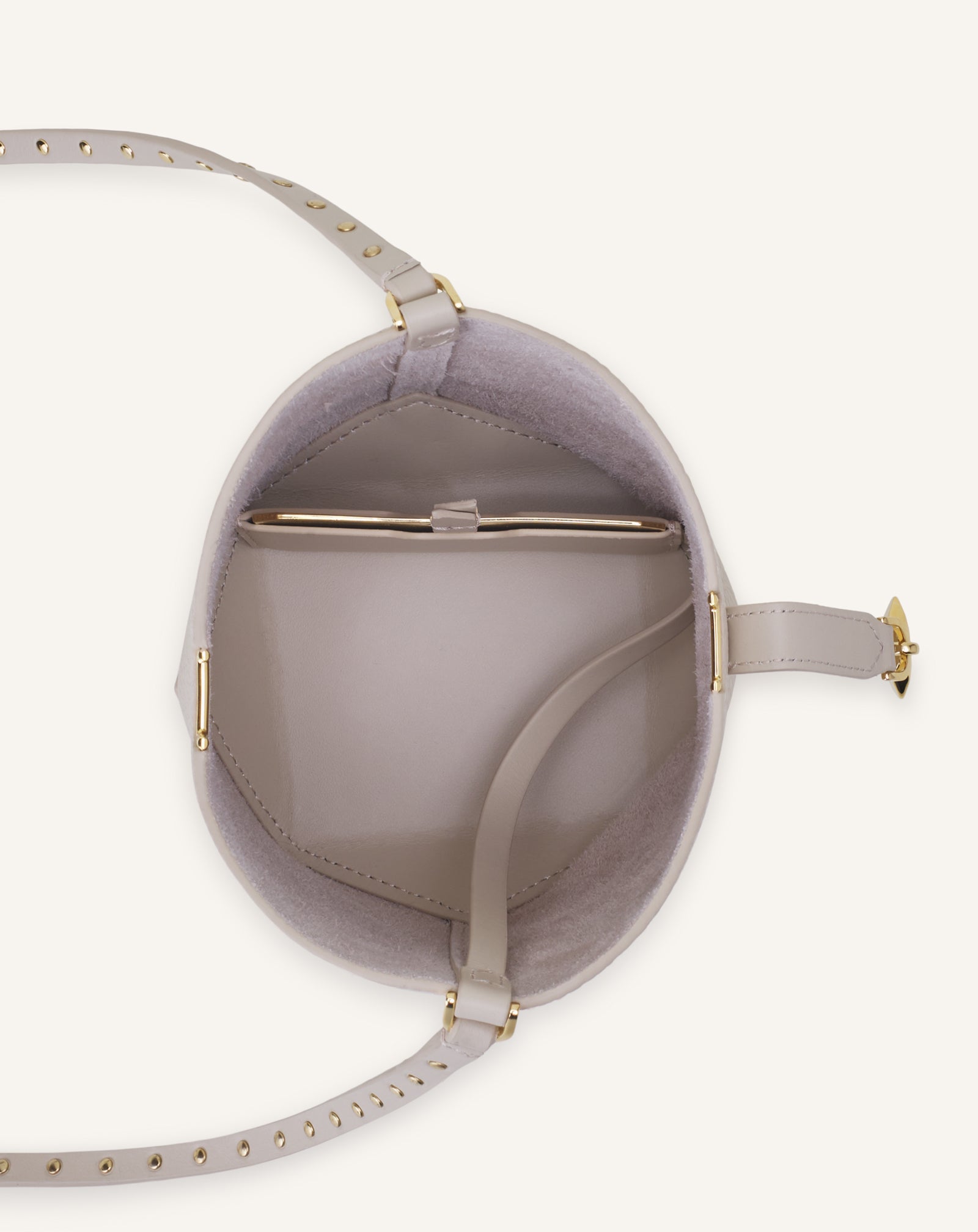 WHITE CATCH BY LANVIN NANO BUCKET BAG IN LEATHER