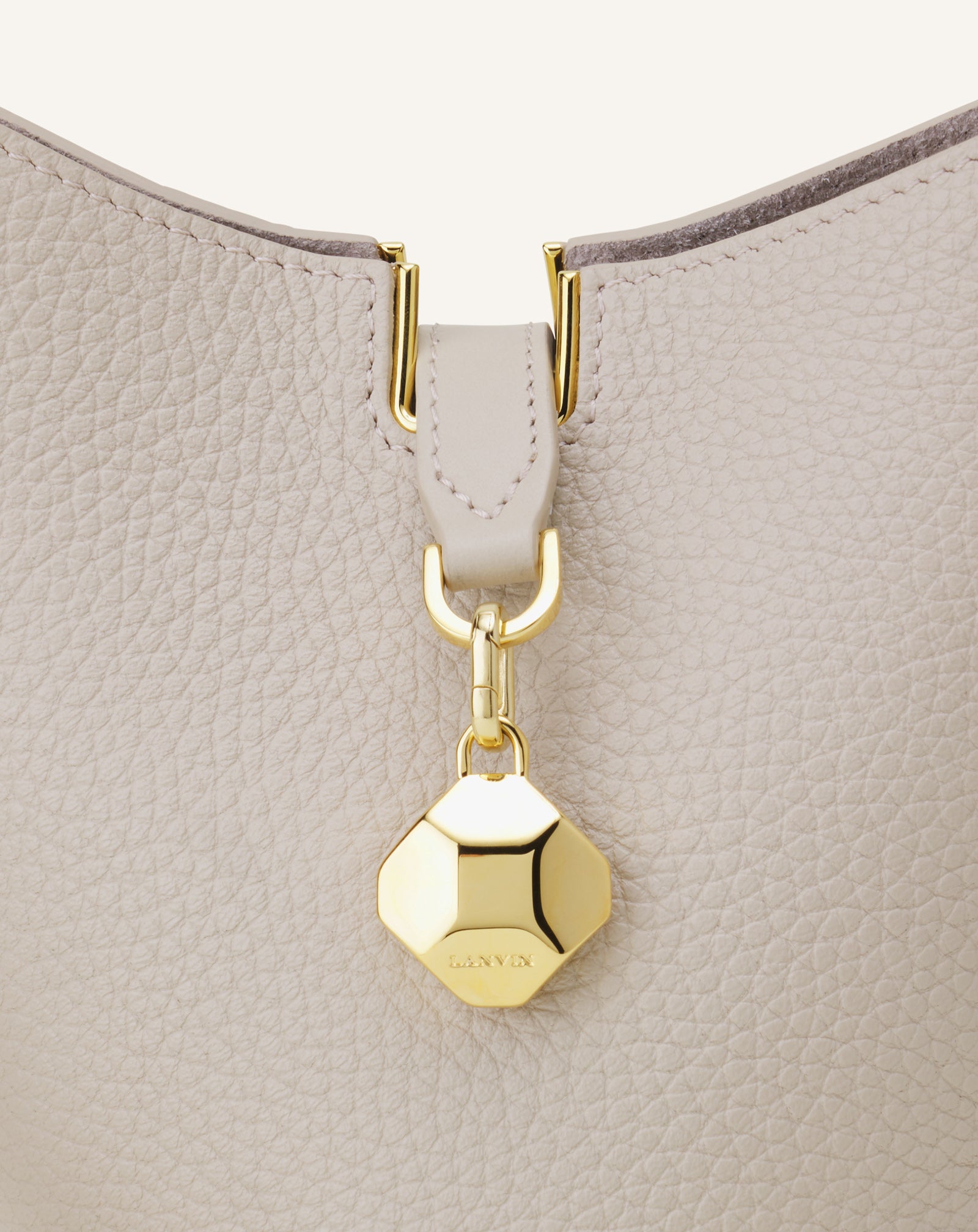 WHITE CATCH BY LANVIN NANO BUCKET BAG IN LEATHER