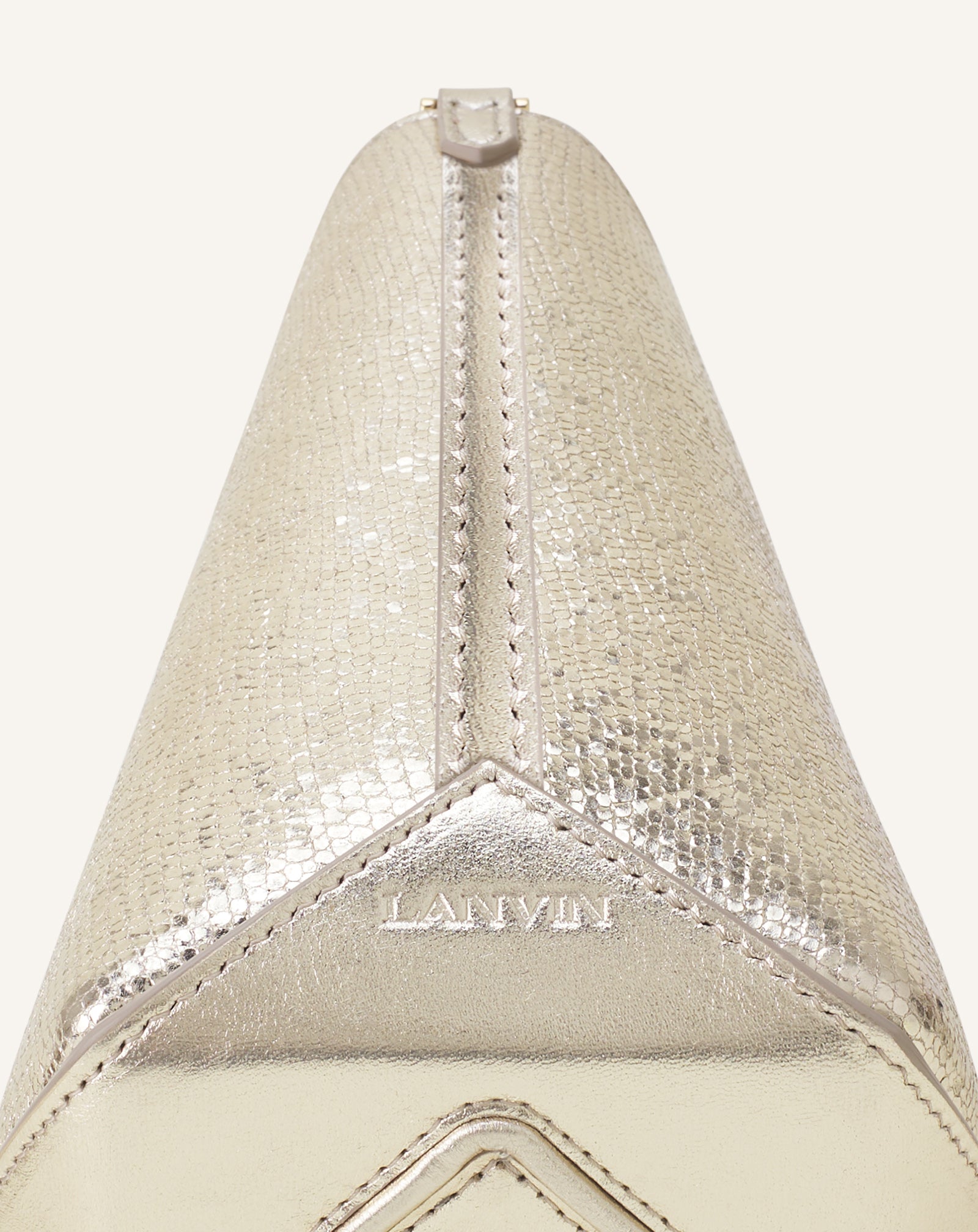 SILVER CATCH BY LANVIN NANO BUCKET BAG IN METALLIC LEATHER