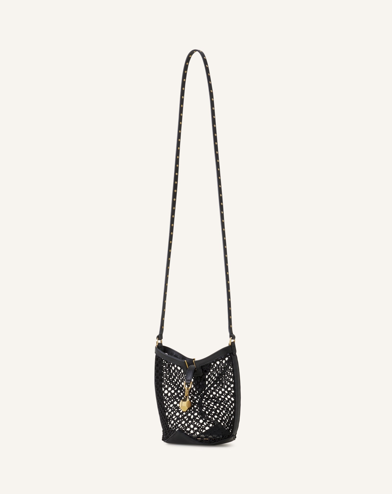 WHITE CATCH BY LANVIN NANO BUCKET BAG IN MESH