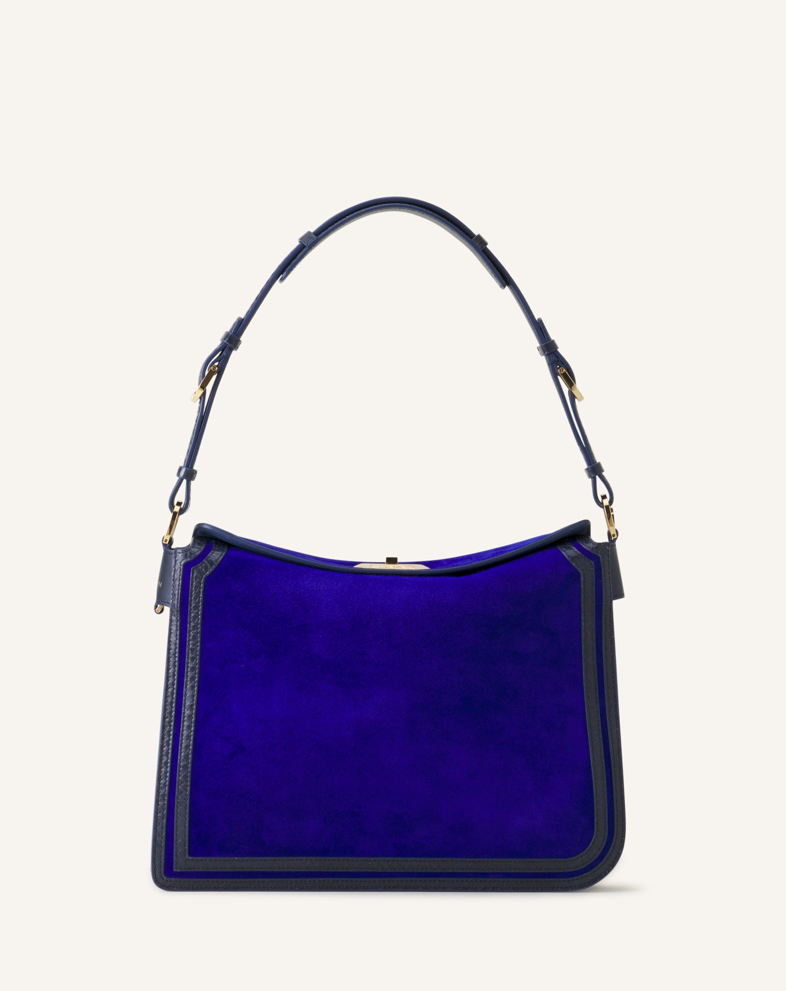 BLUE COMPAGNON MEDIUM ASYMMETRICAL BAG IN SUEDE