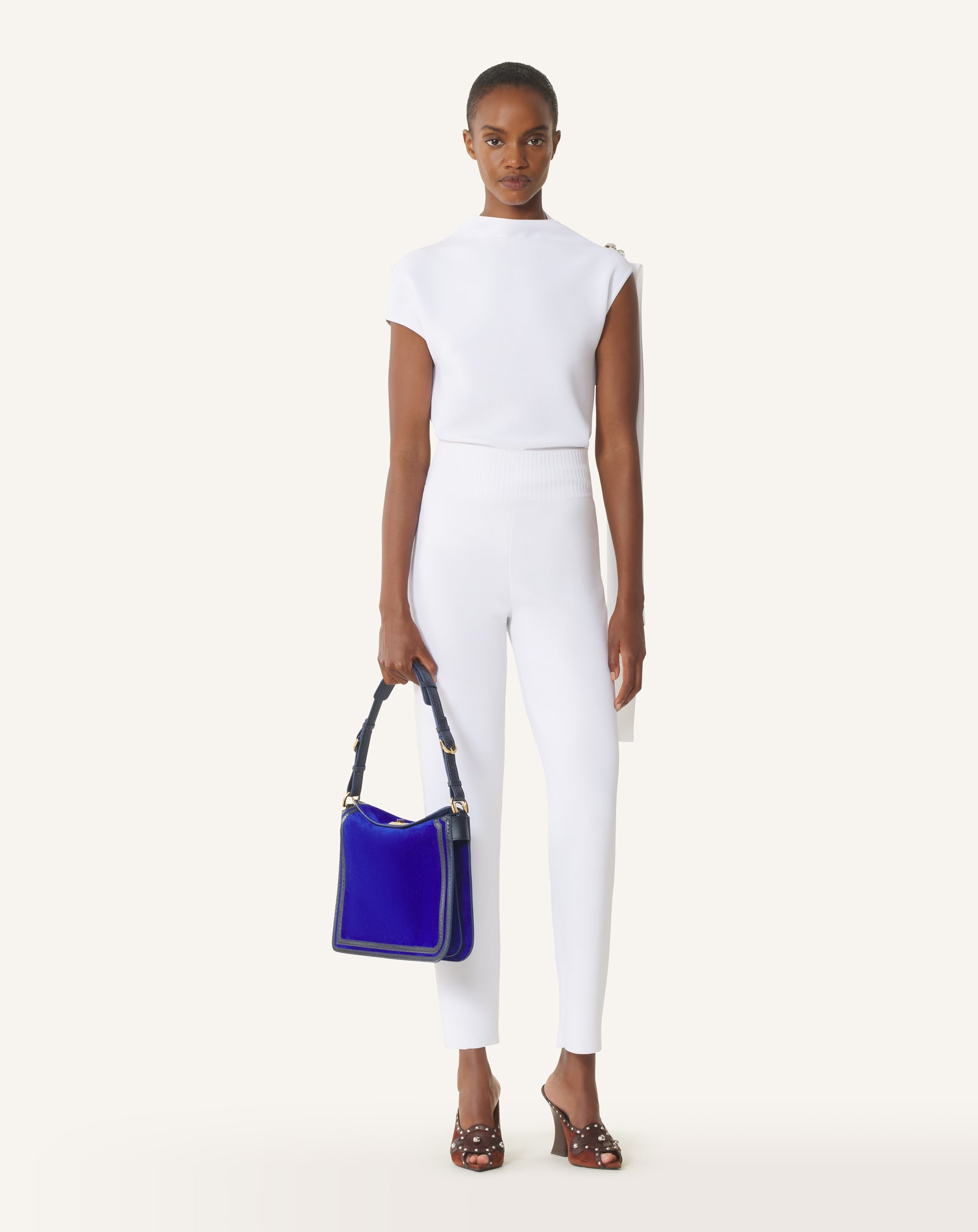 BLUE COMPAGNON MEDIUM ASYMMETRICAL BAG IN SUEDE