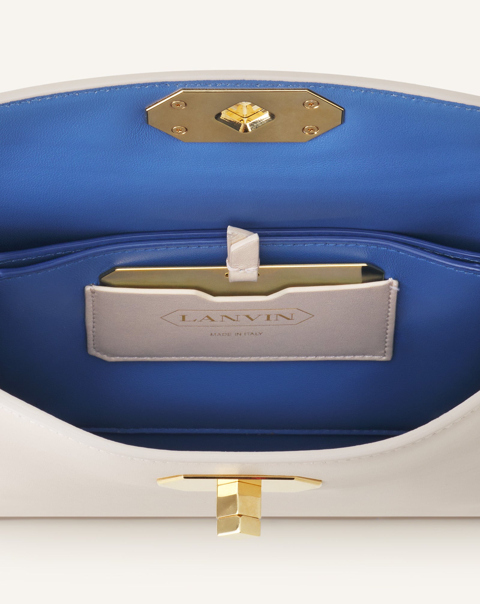 WHITE COMPAGNON SMALL ASYMMETRICAL BAG IN LEATHER