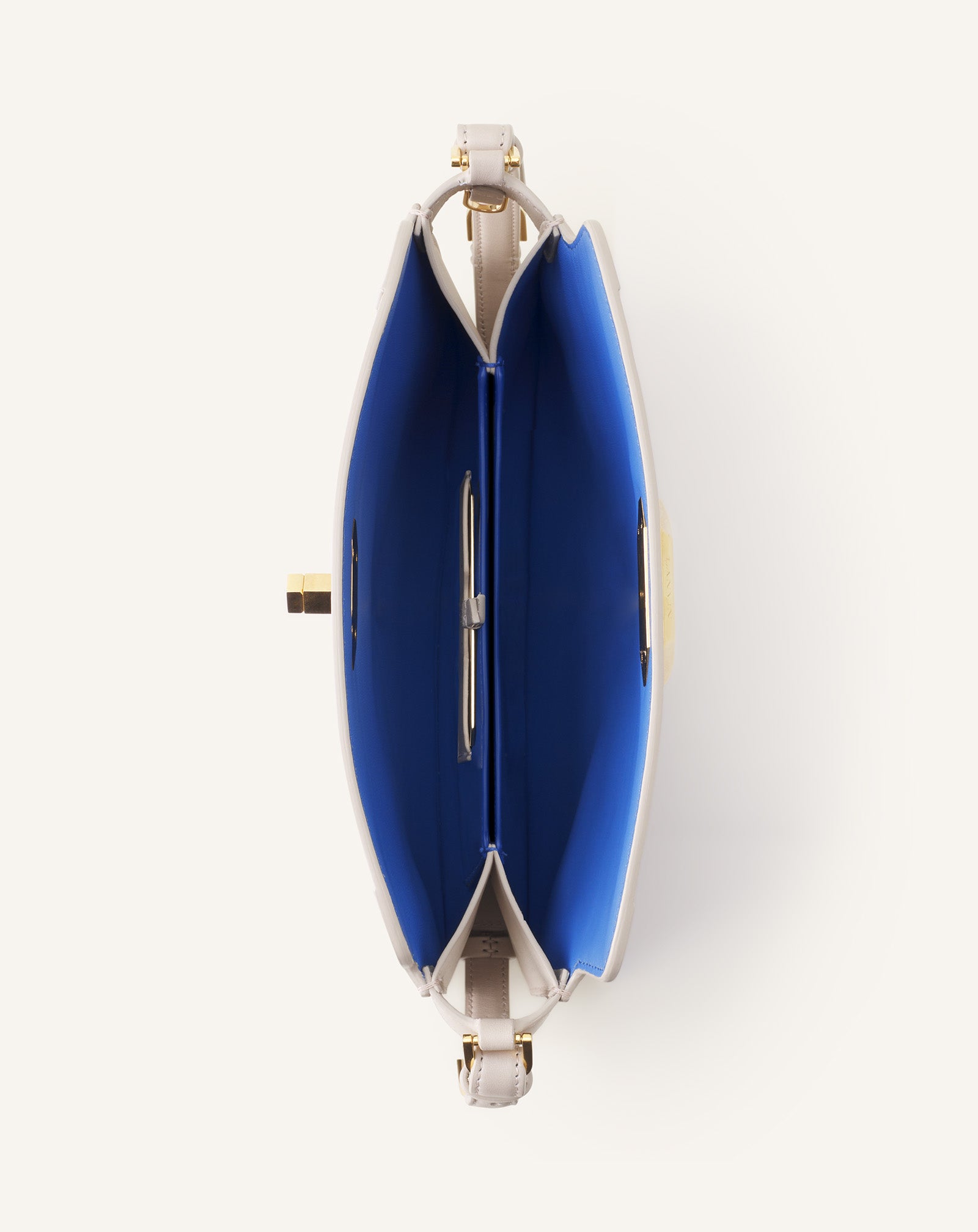 WHITE COMPAGNON SMALL ASYMMETRICAL BAG IN LEATHER