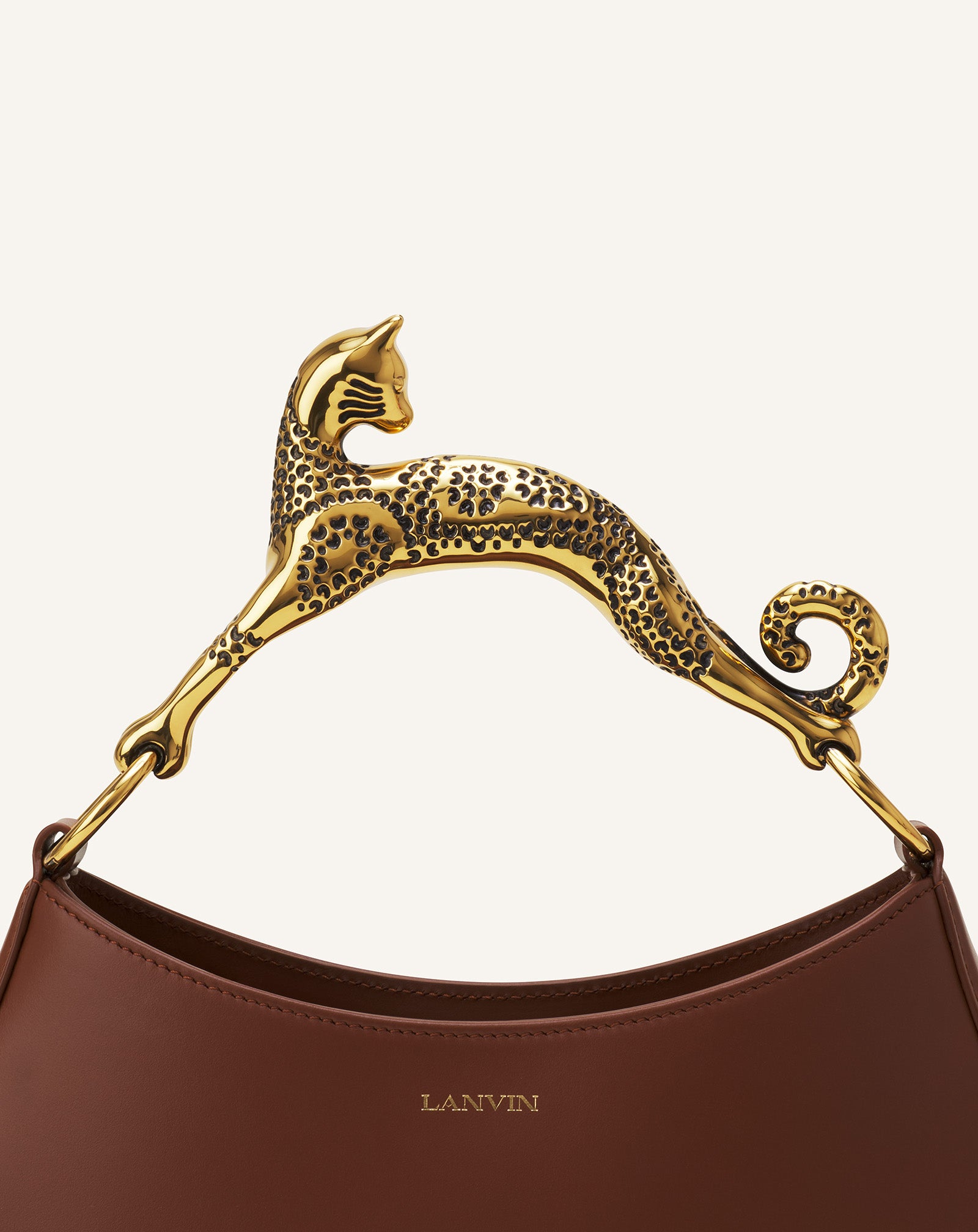 BROWN HOBO CAT LEATHER BAG